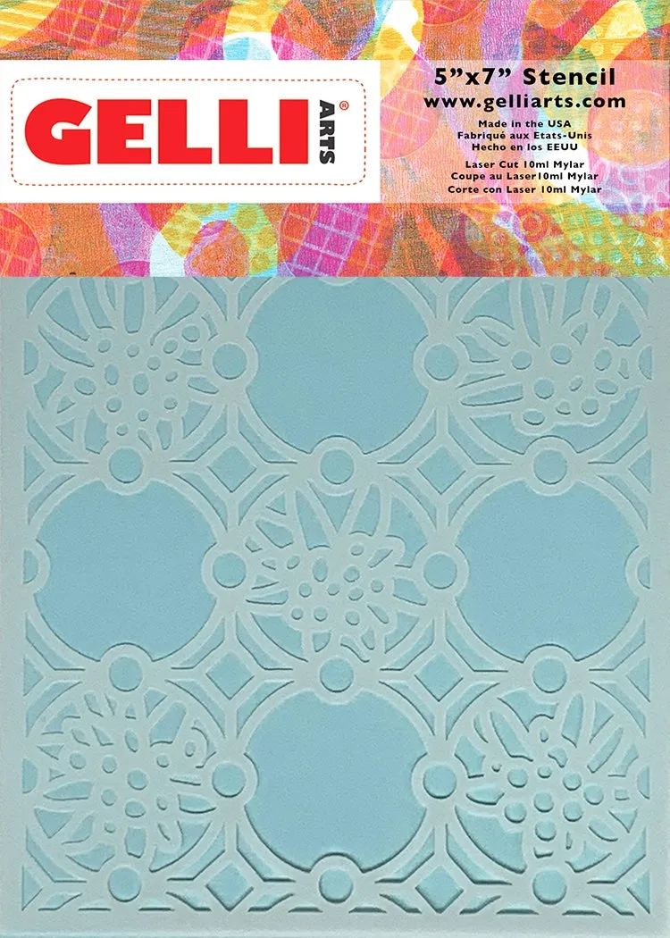 Gelli Arts Edelweiss stencil Marsha Valk 13x18 cm fiori