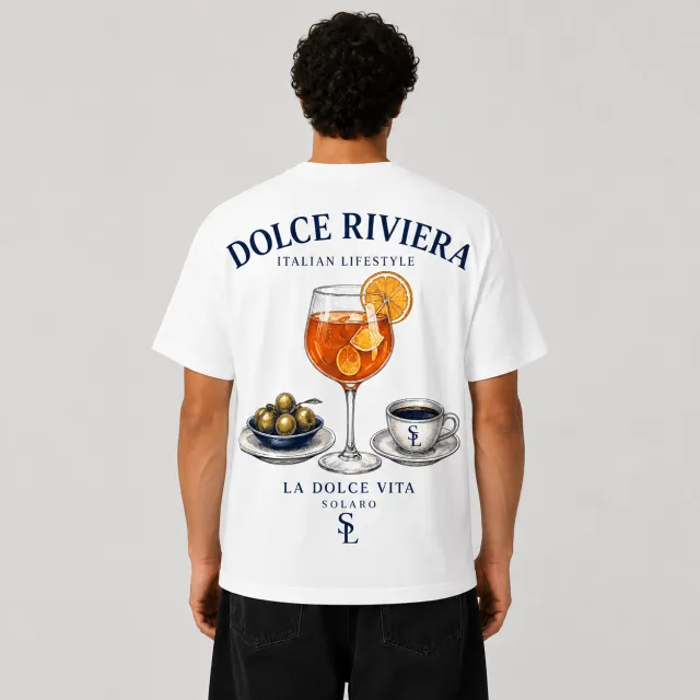 Pressink Dolce Riviera T-Shirt Oversize Stampa Schiena