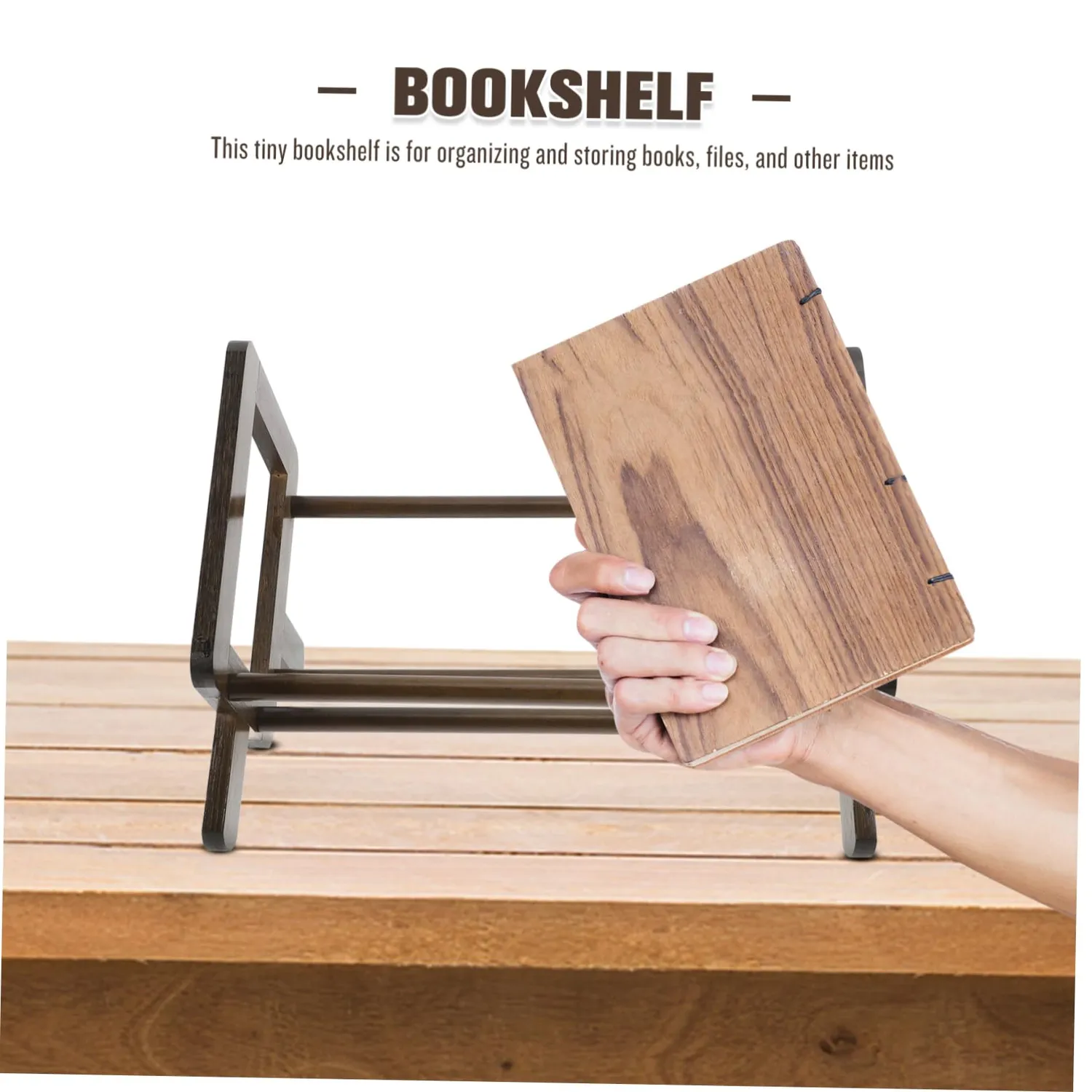 Angoily organizer libri scrivania bambù marrone scuro