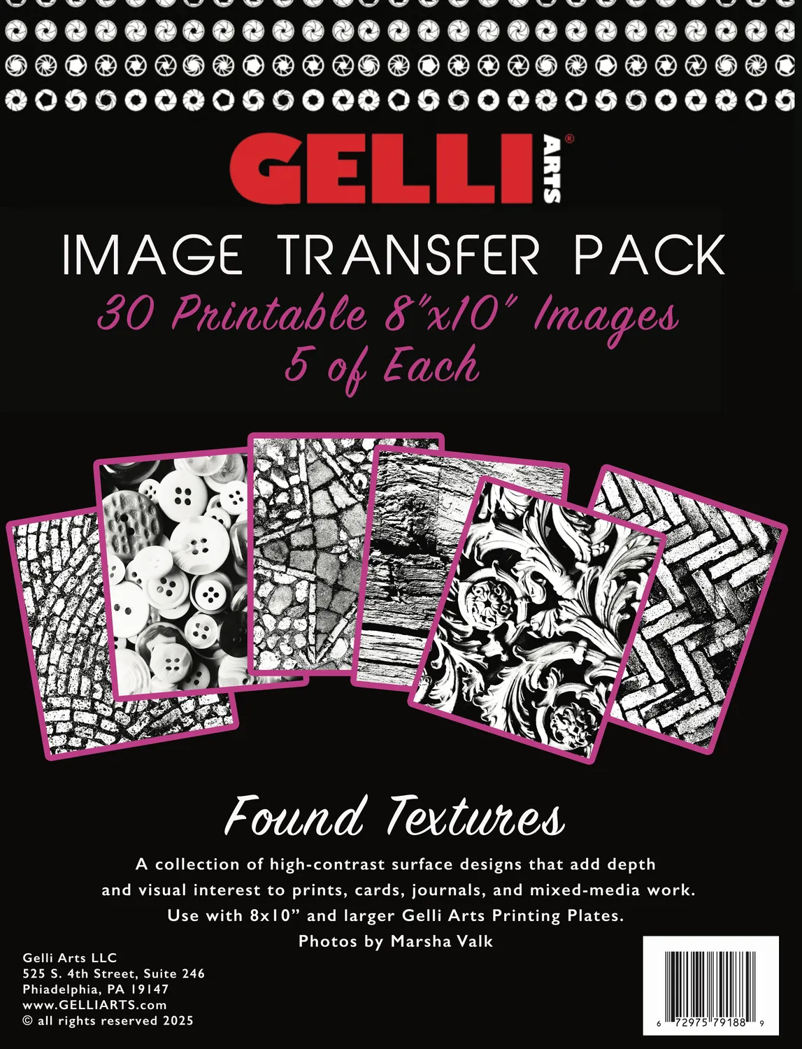 Gelli Arts Found Textures carte transfer 20x25 30 fogli