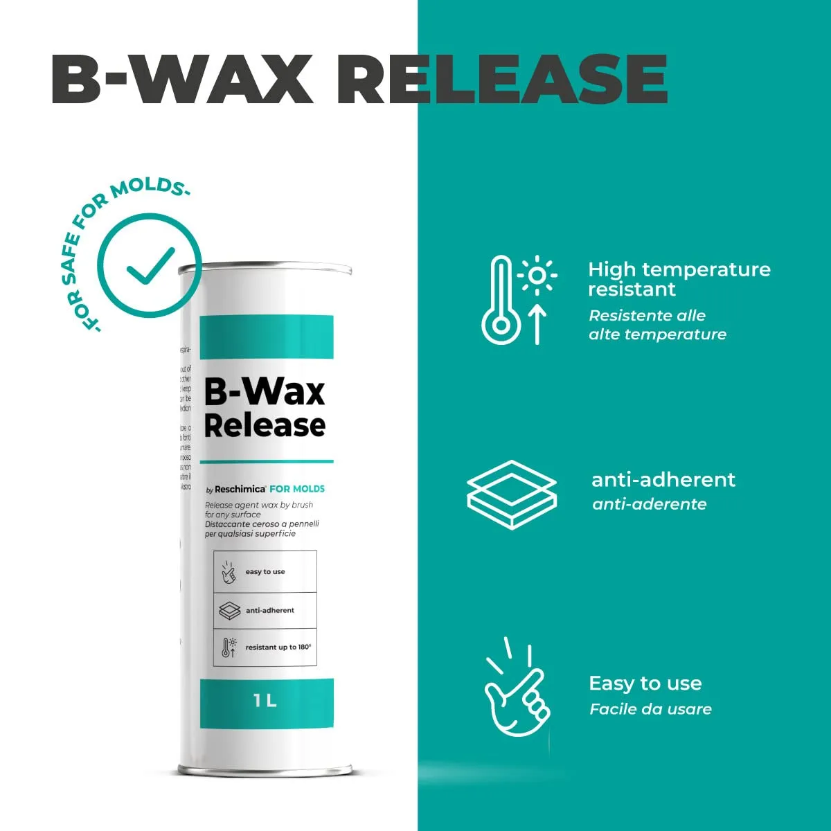 Reschimica B-Wax distaccante stampi a pennello 1lt cera