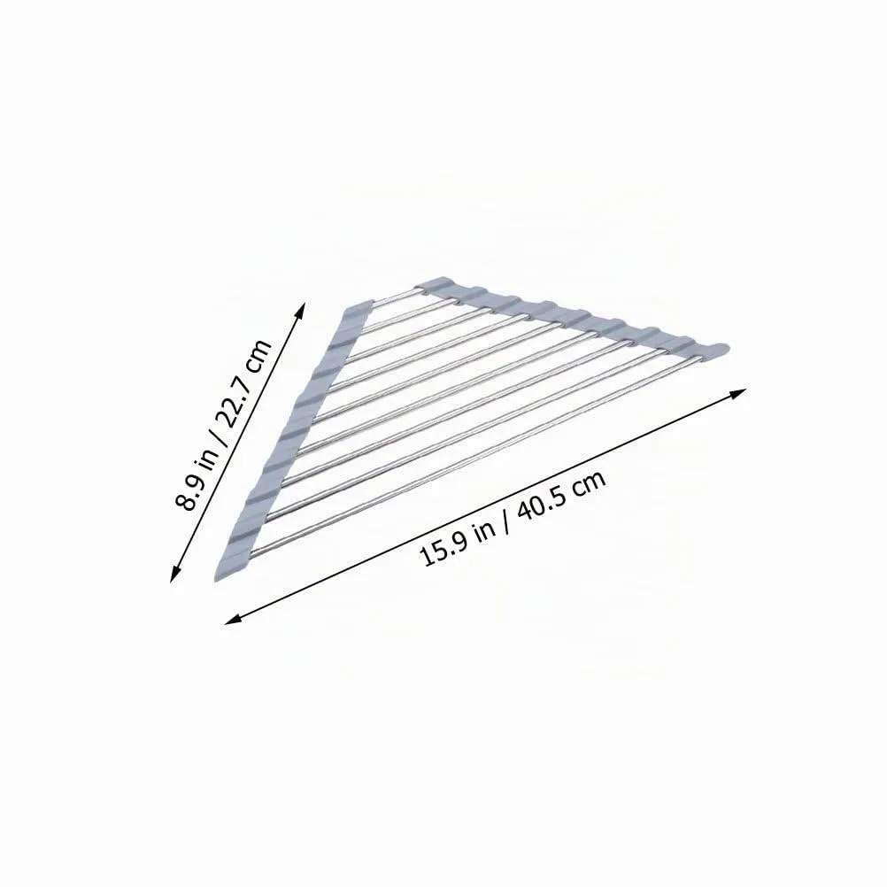 Angoily scolapiatti triangolo acciaio 40,5x22,7 cm pieghevole