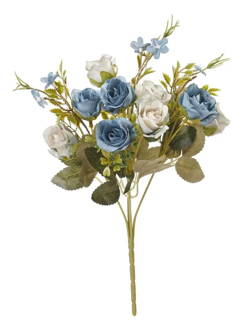 Deco Foam Bouquet Rose Blu 30cm Mazzo Fiori Finti