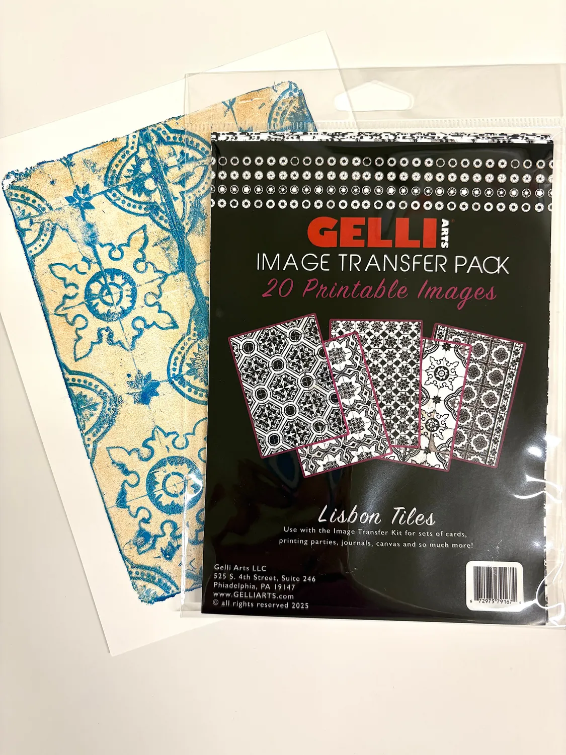 Gelli Arts Lisbon Tiles kit transfer 20 fogli maioliche