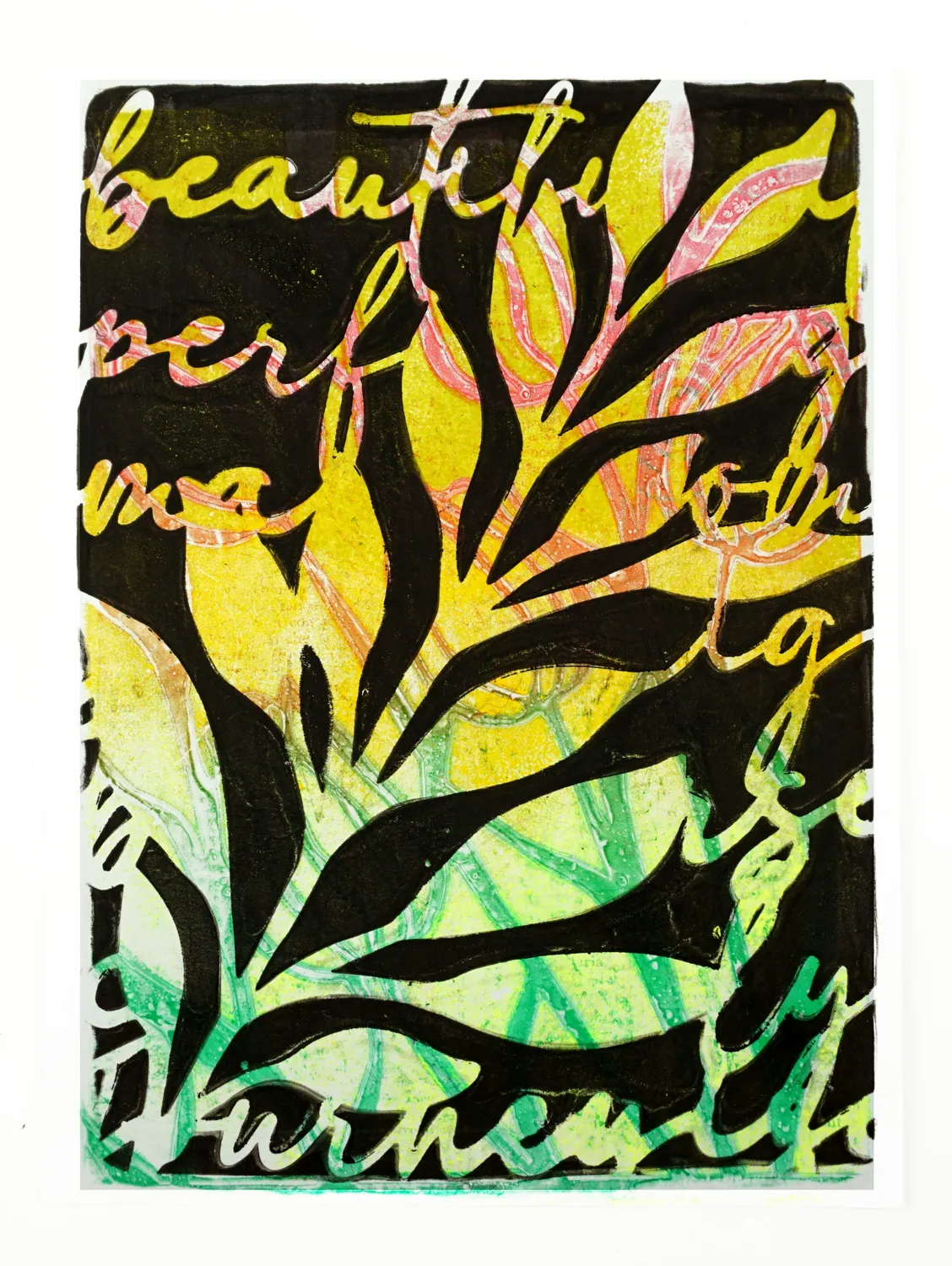 Gelli Arts Leaves & Script stencil foglie 13,3x18,4 cm