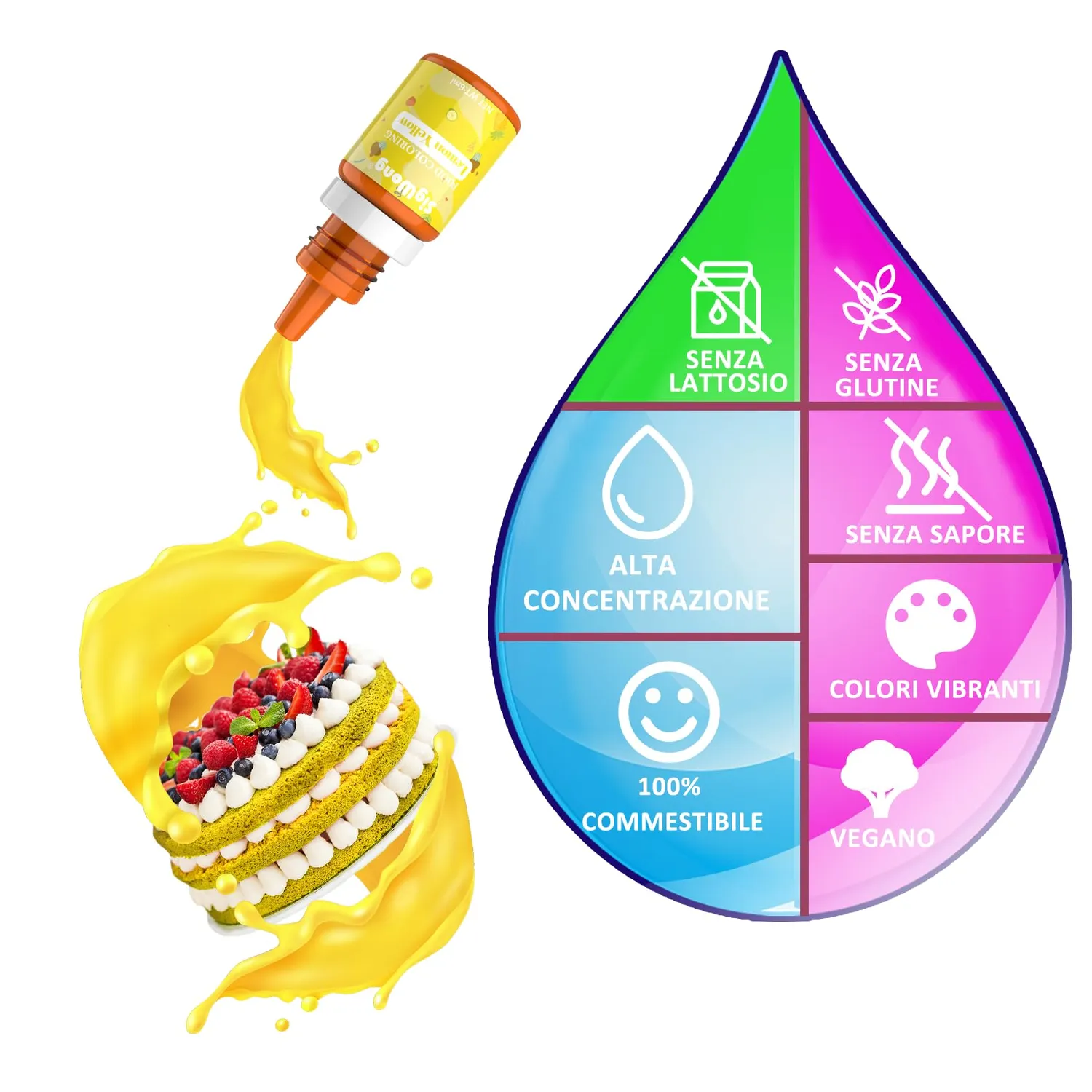 Sigwong 14 coloranti alimentari liquidi 6 ml assortiti
