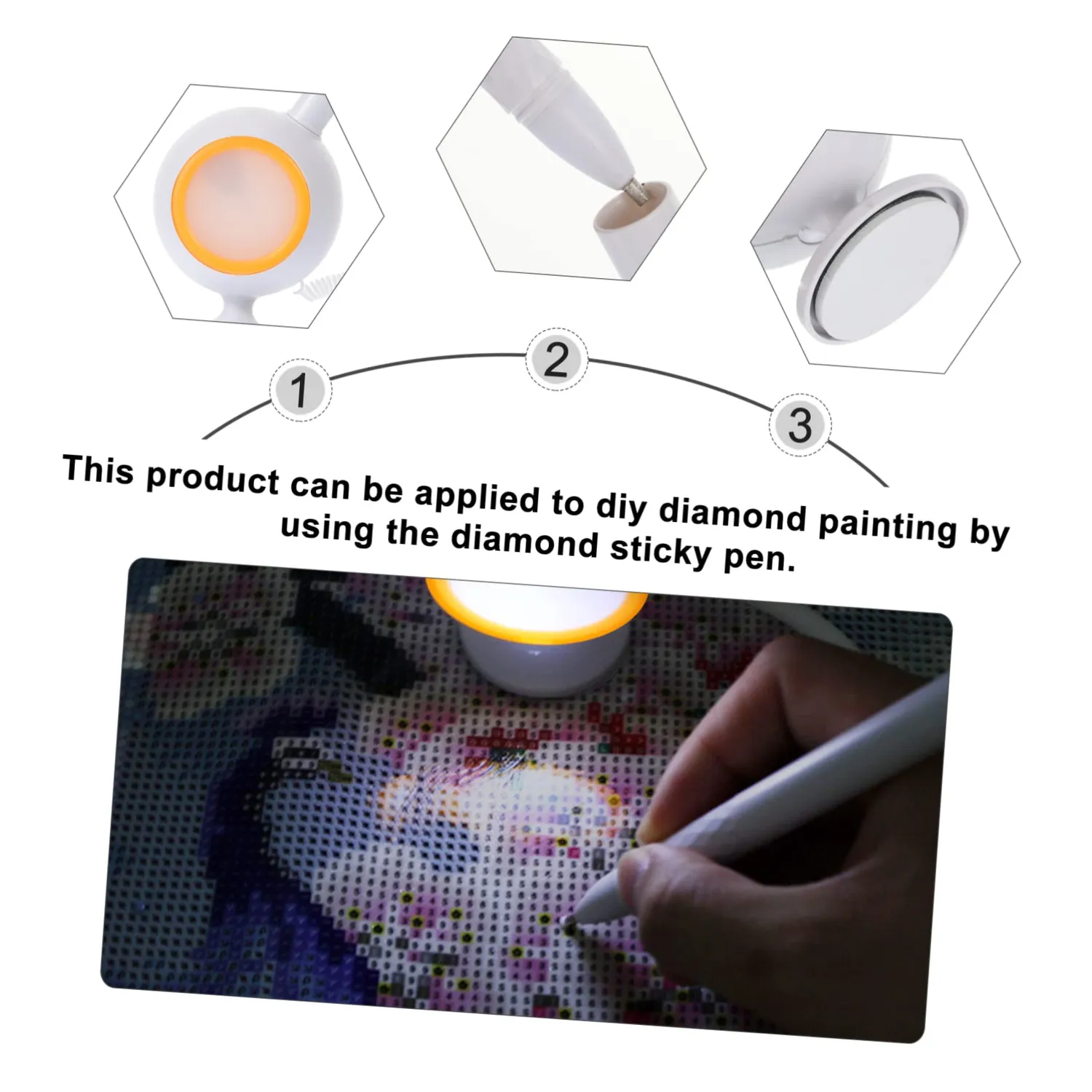 Angoily penna luminosa diamond painting 1 pz con luce strass