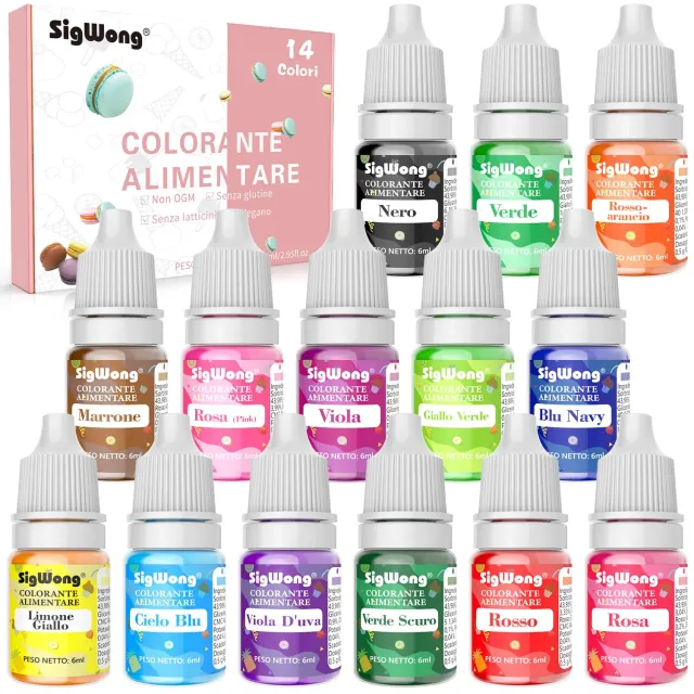 Sigwong 14 coloranti alimentari liquidi 6 ml assortiti
