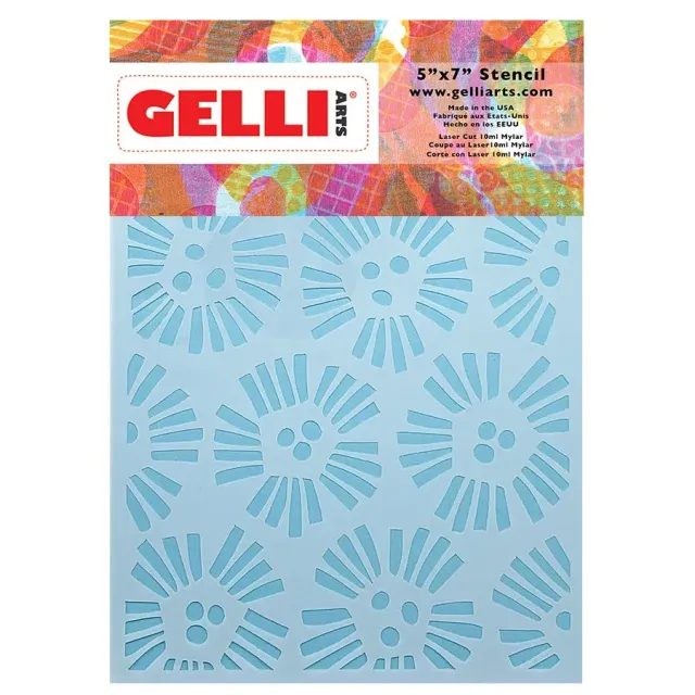 Gelli Arts stencil fiori astratti 5"x7" Marsha Valk