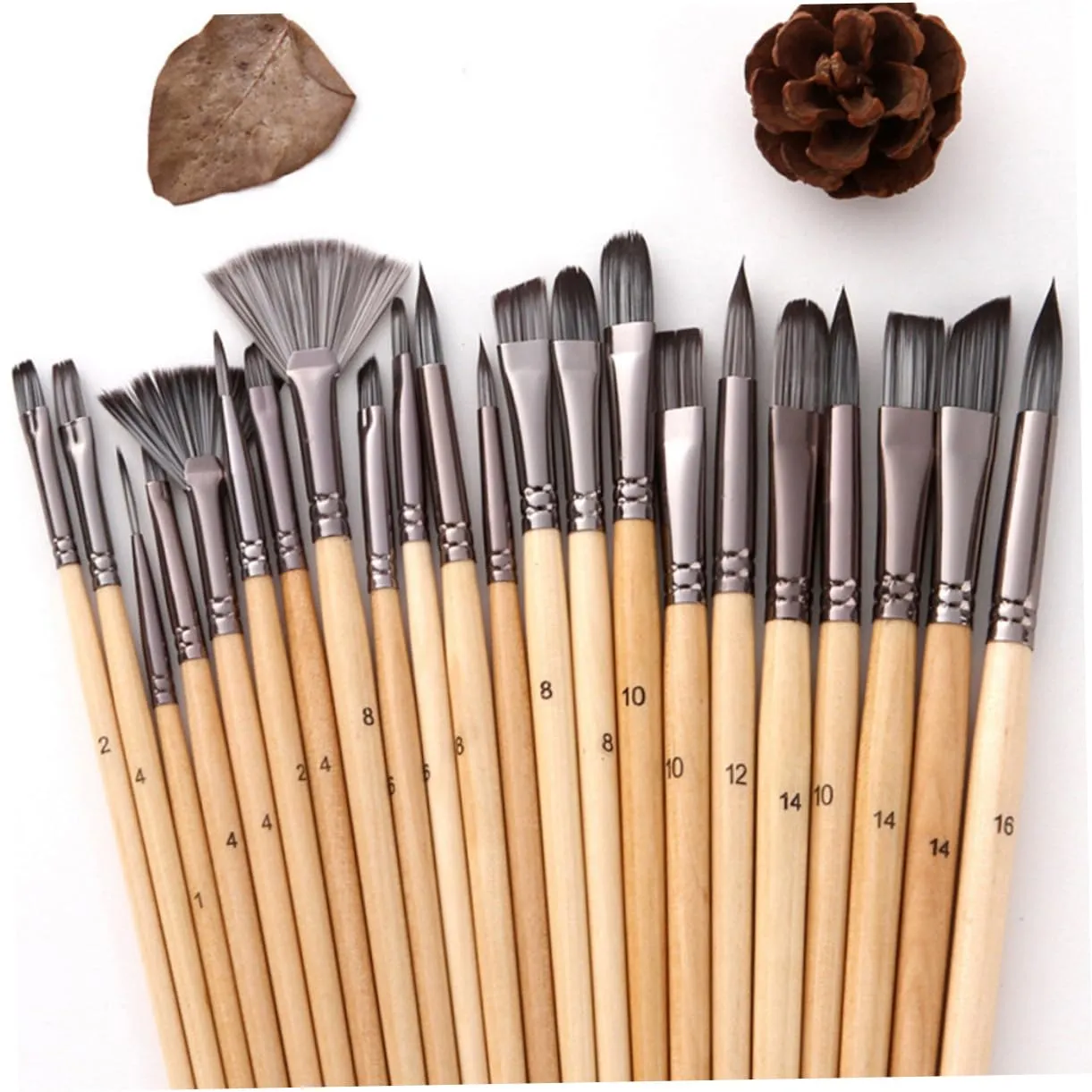 Angoily set 24 pennelli pittura nylon punte assortite