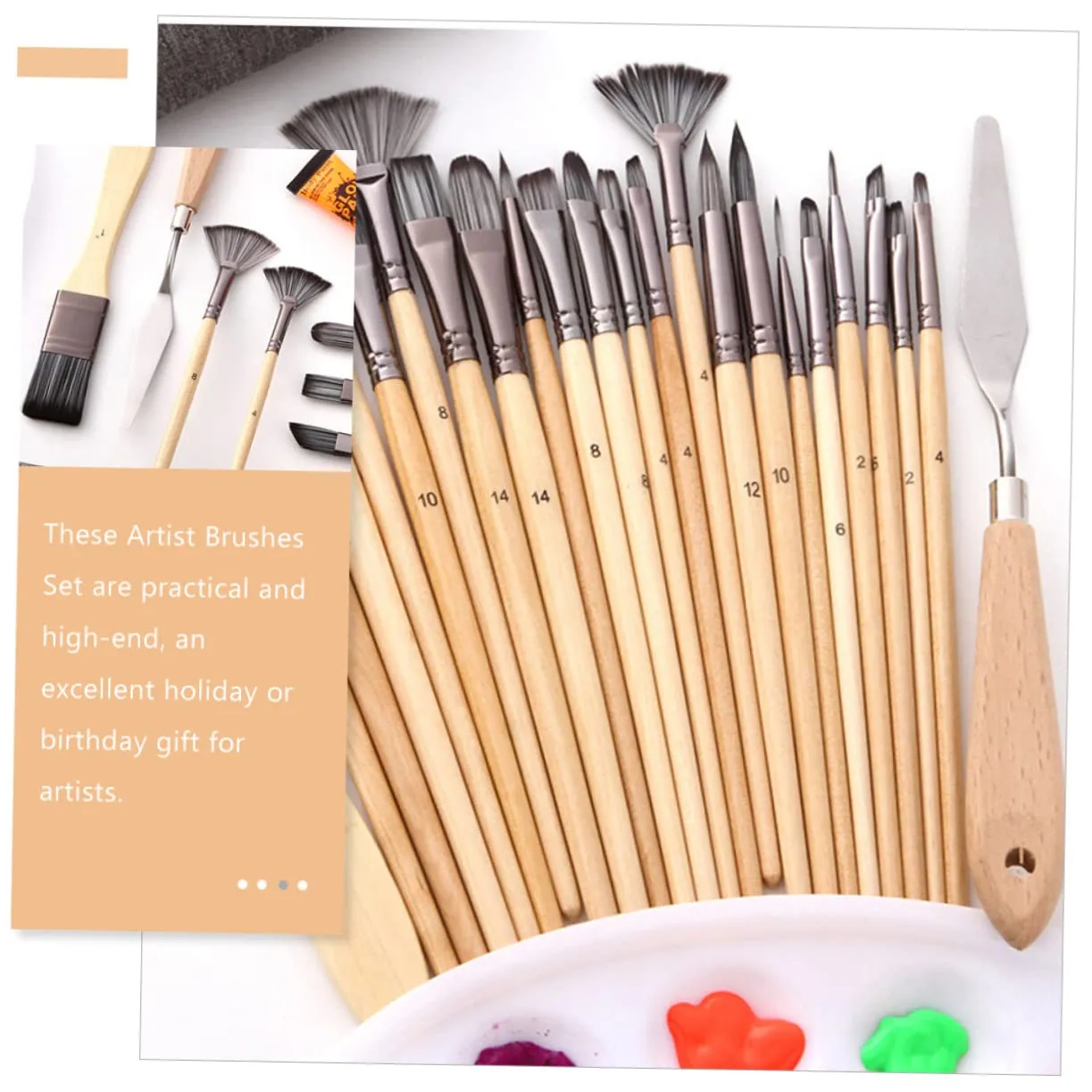 Angoily set 24 pennelli pittura nylon punte assortite