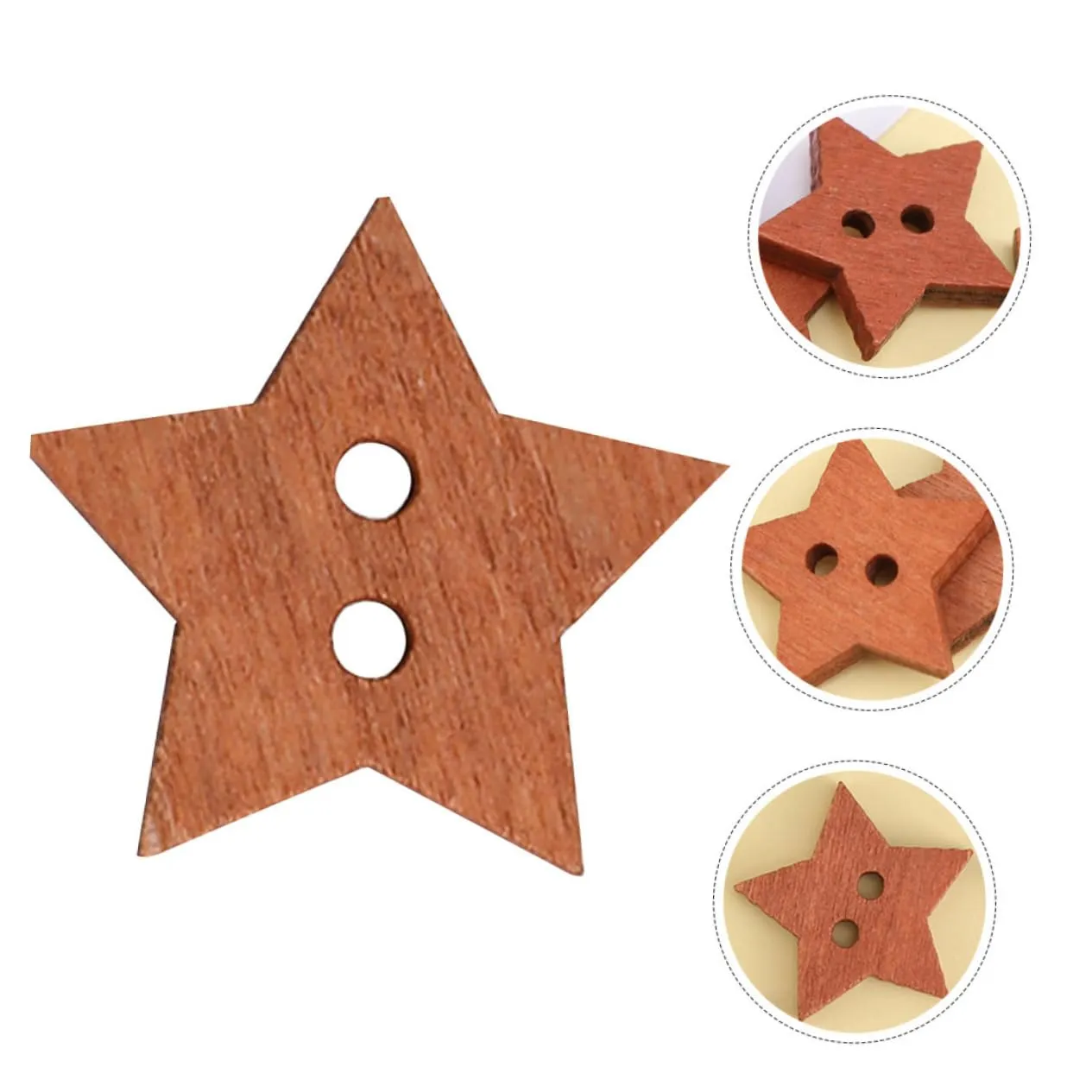 Angoily Bottoni in Legno Stella 20 mm 50 Pezzi Marroni