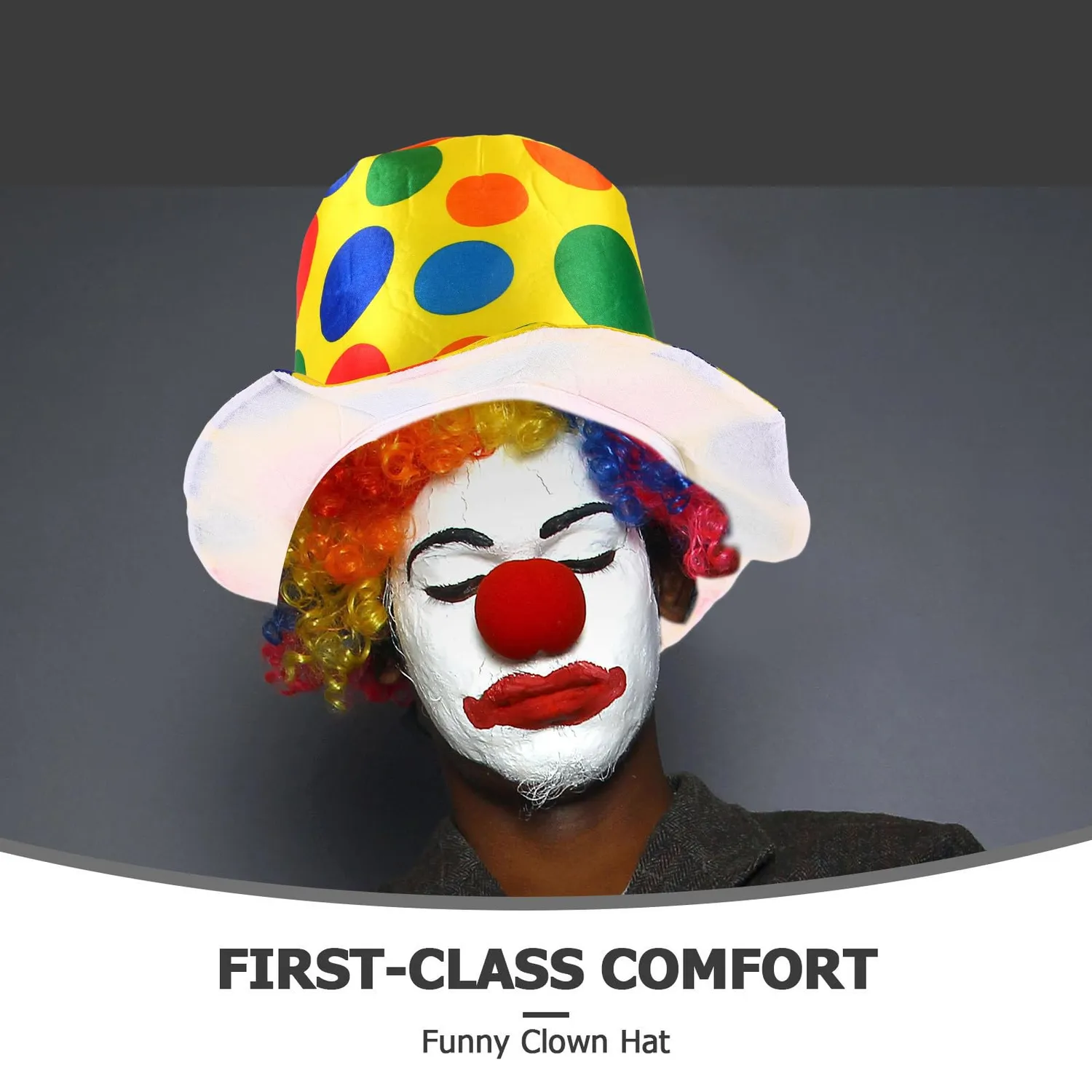Angoily Cappello Clown Costume Multicolore Tessuto 28cm