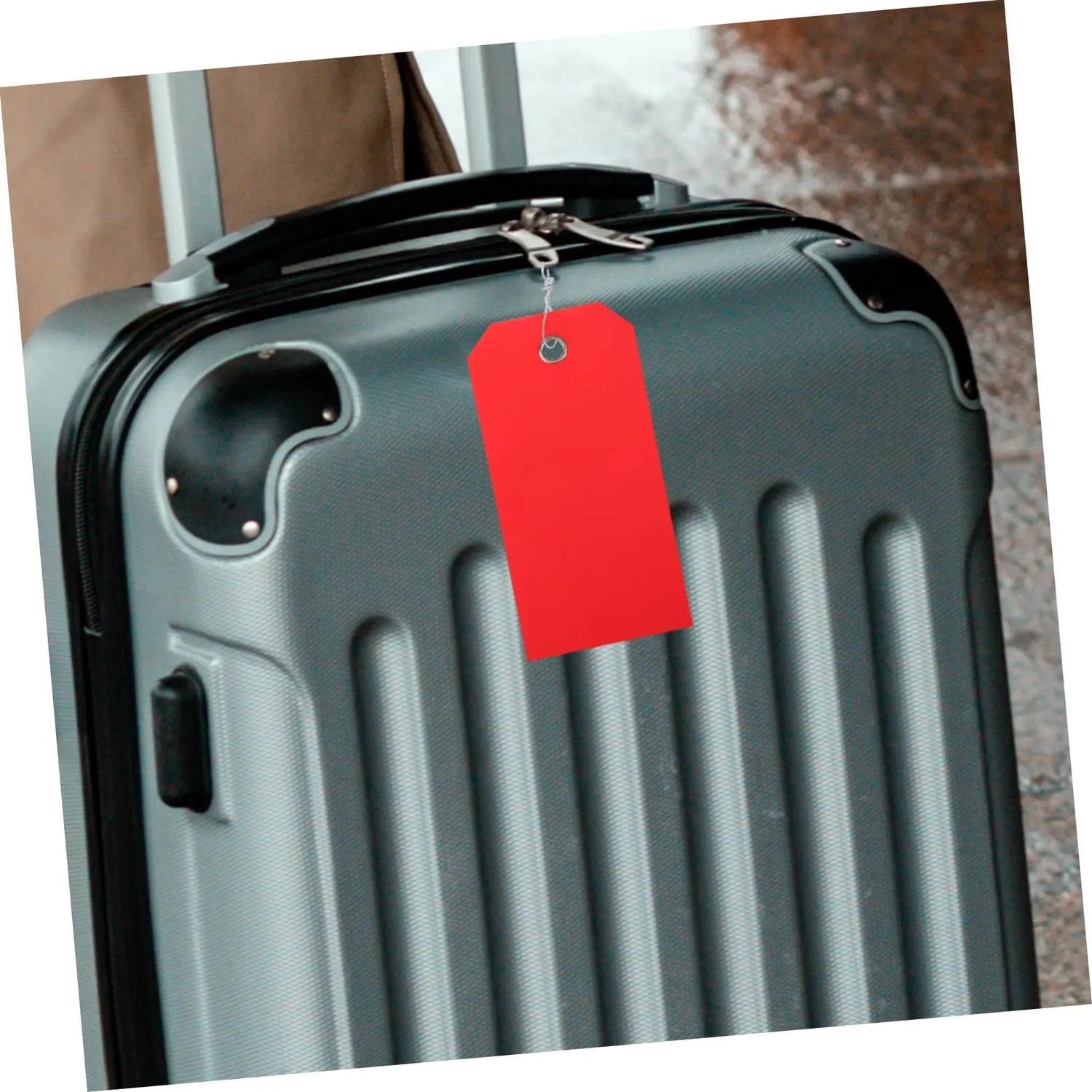 Angoily etichette bagagli plastica rosse 100 pezzi con filo