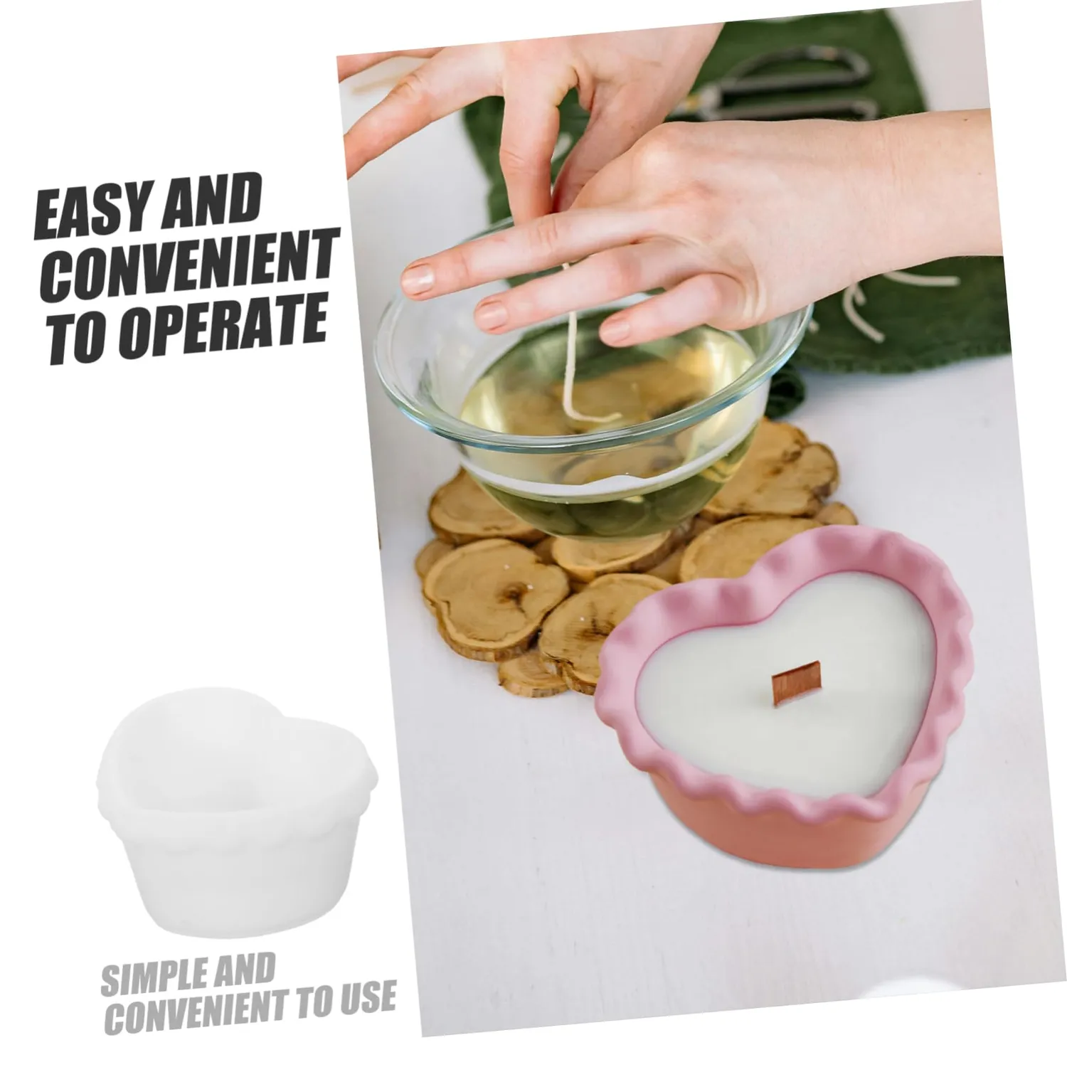 Angoily stampo silicone cuore candele 2 pezzi