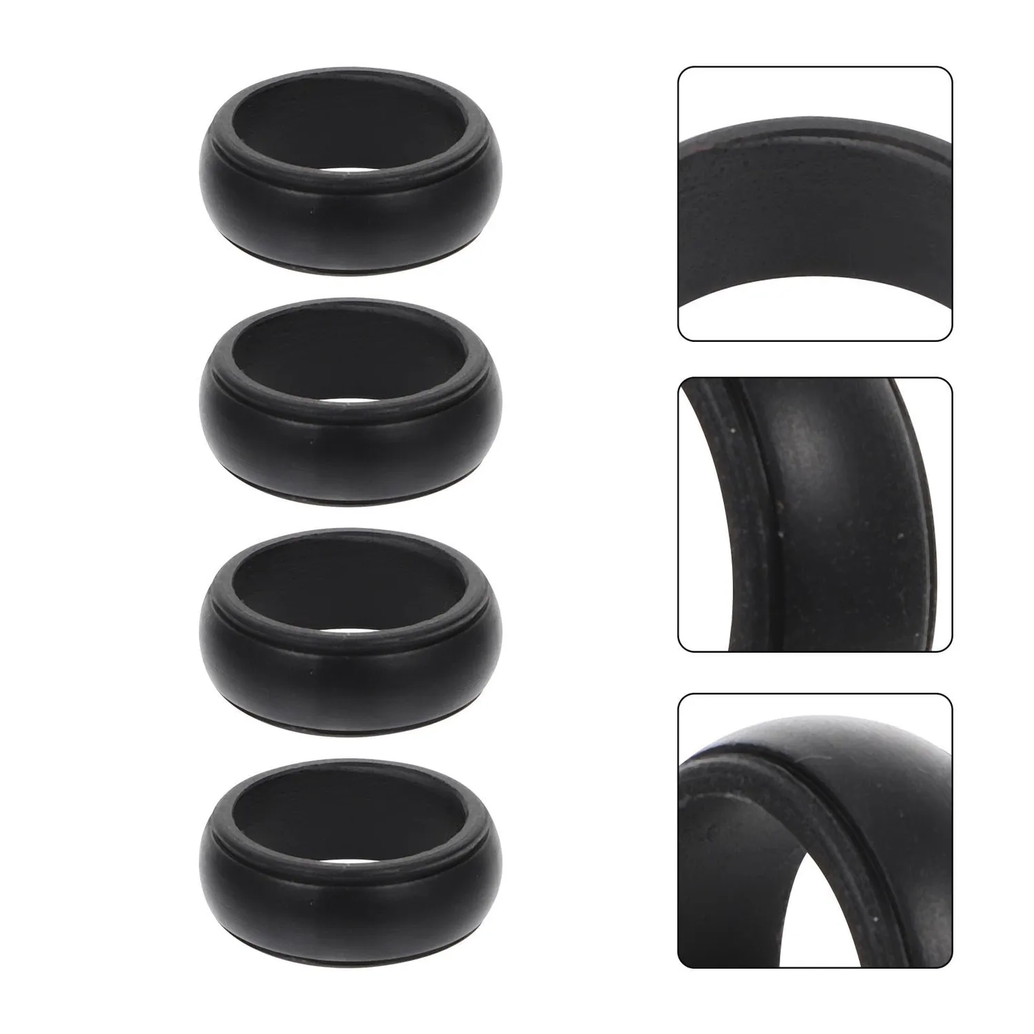 Angoily anello sportivo silicone nero 4 pezzi