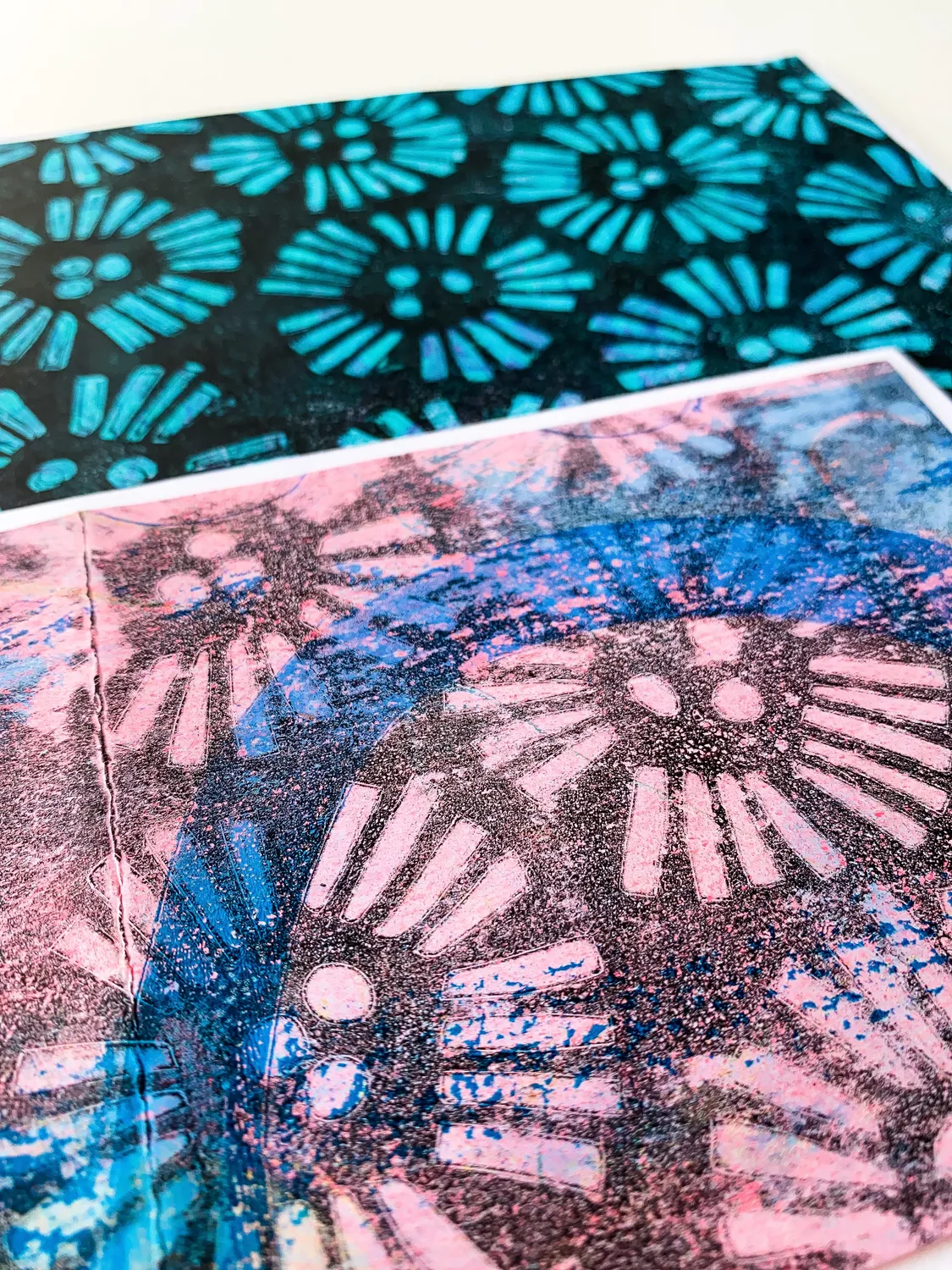 Gelli Arts stencil fiori astratti 5"x7" Marsha Valk