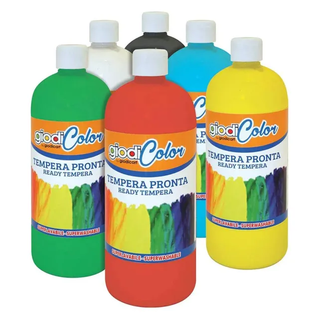 Giodicart Giodicolor tempera 6 flaconi 1000 ml basic lavabile