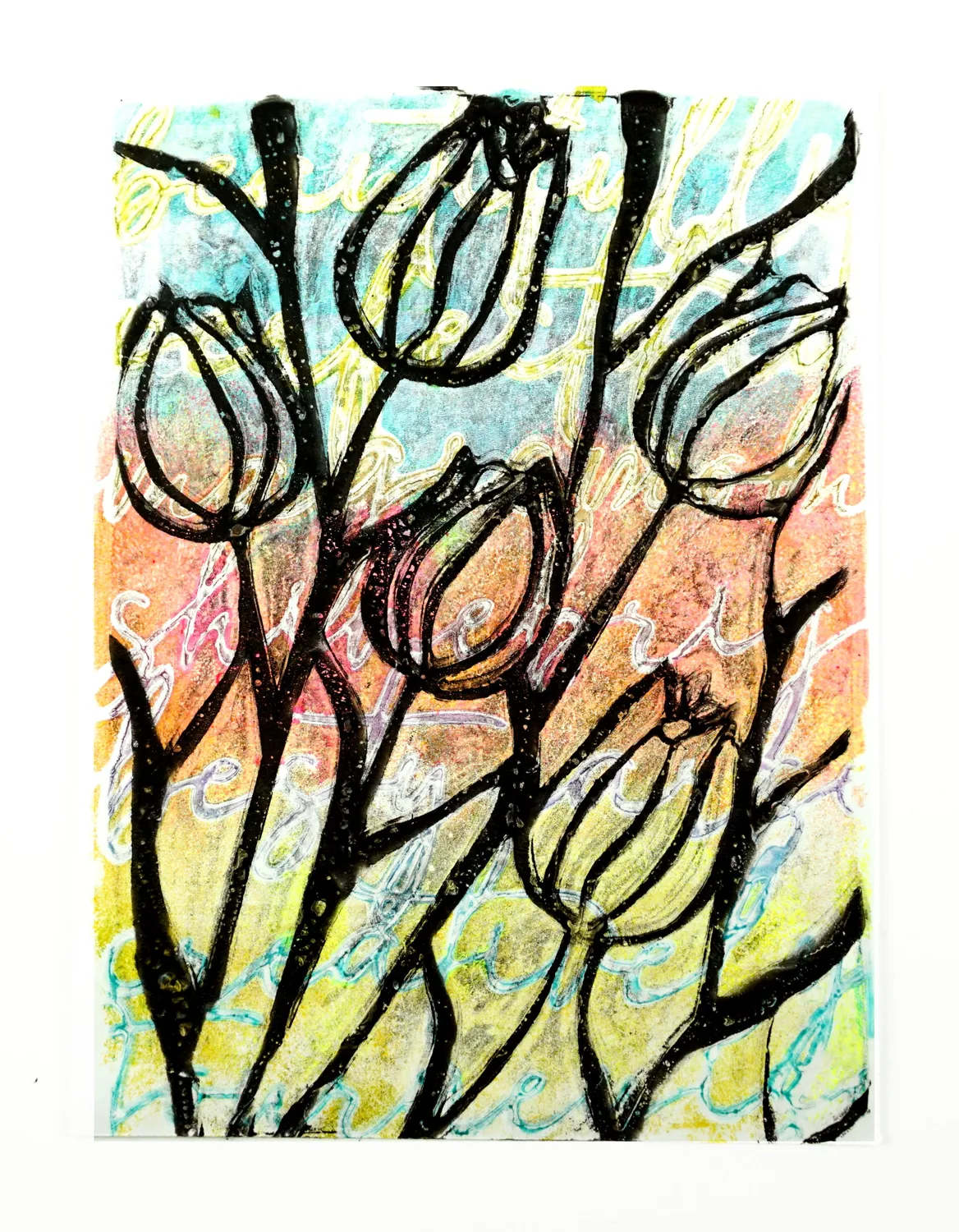 Gelli Arts Tulip stencil tulipani 5x7 mylar di Giovanna Zara
