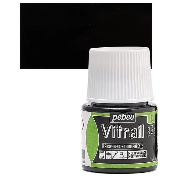 Pebeo Vitrail 15 smalto vetro nero 45 ml coprente