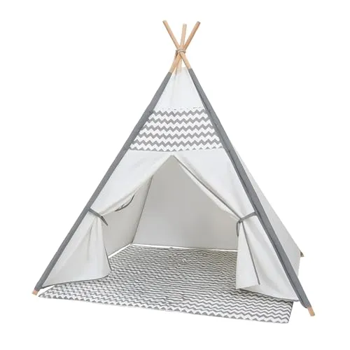 GIODICART tenda teepee bambini 120x120x150 cm zigzag grigia