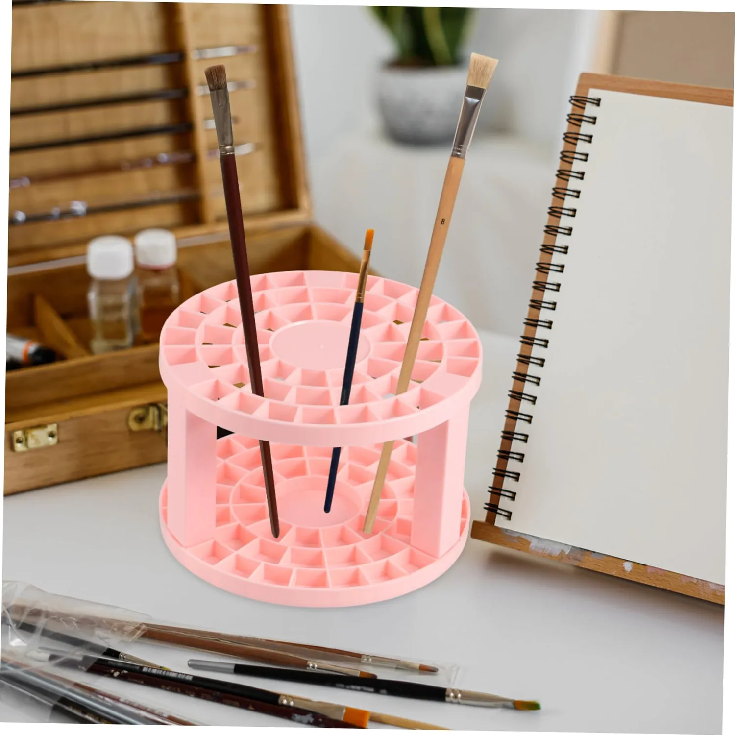 Angoily Porta Pennelli Scrivania Plastica Rosa Pittori