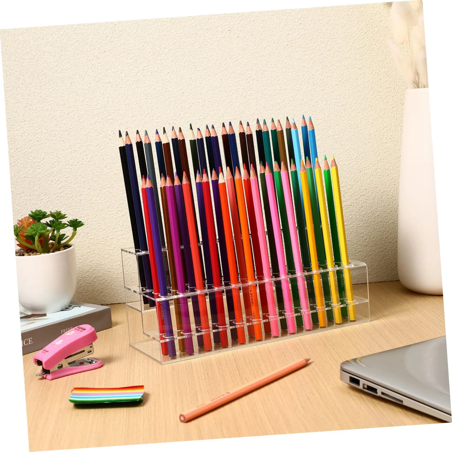 Angoily Organizer Portapenne Acrilico 48 Posti Trasparente