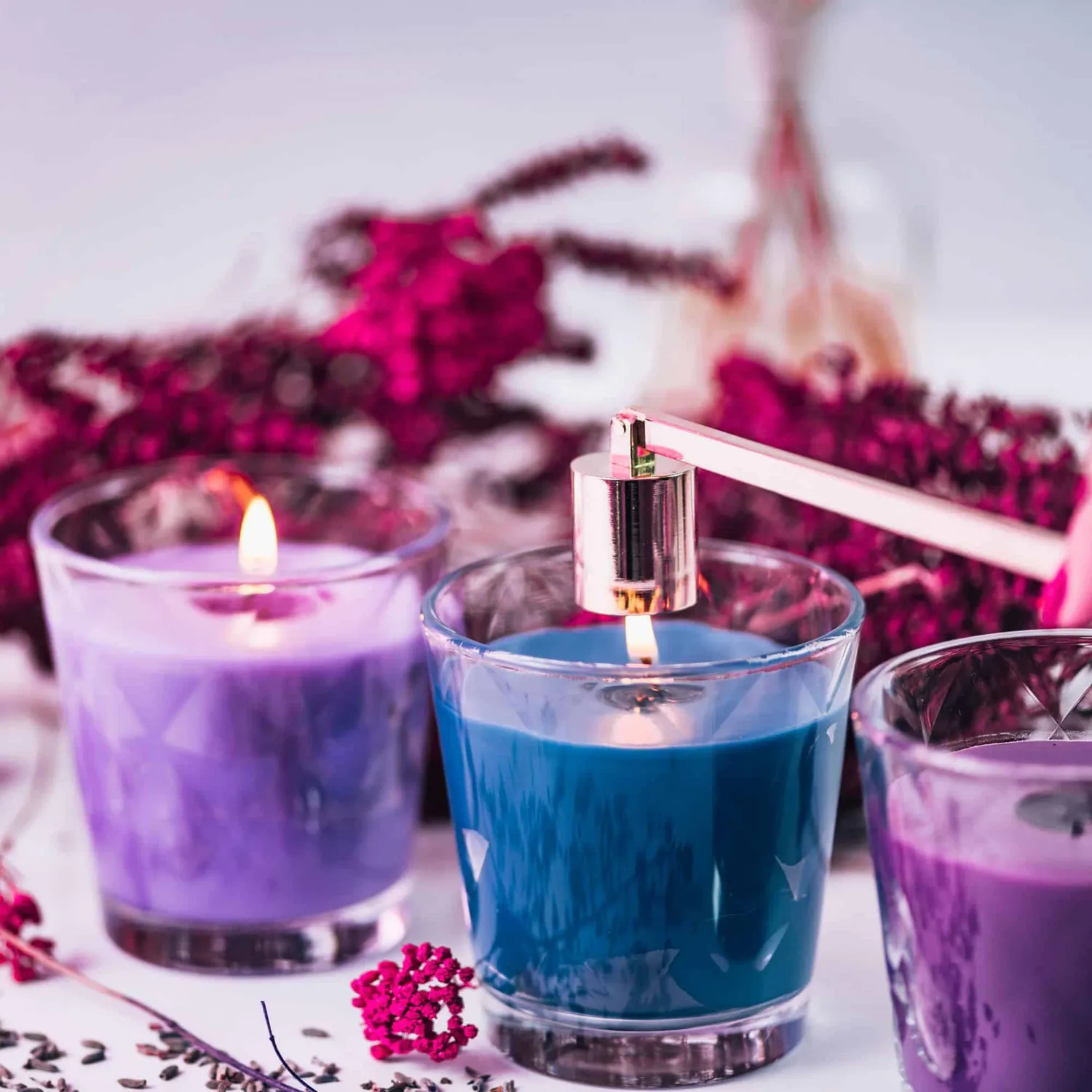 Kit candele artigianali cera soia 500 g con bicchieri
