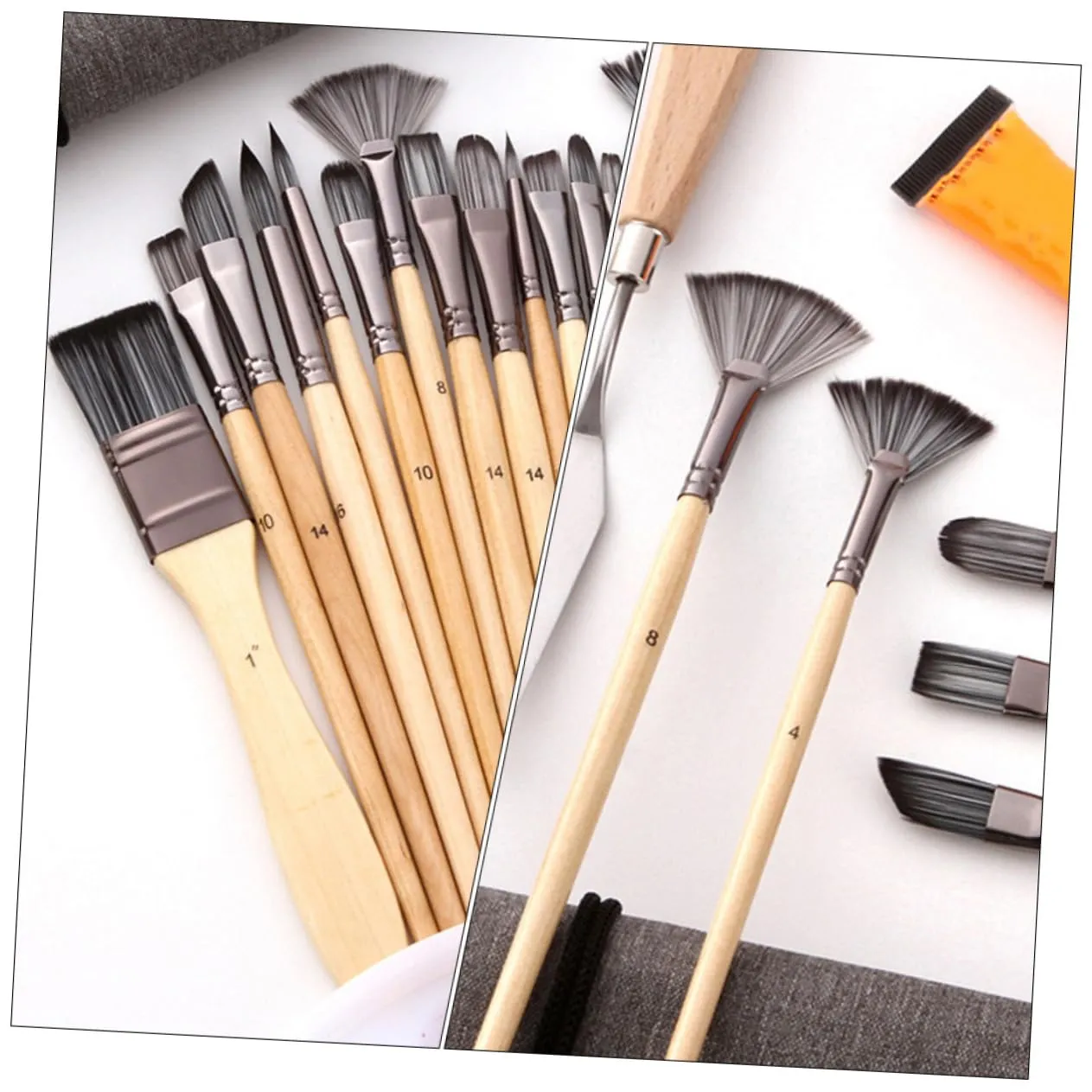 Angoily set 24 pennelli pittura nylon punte assortite