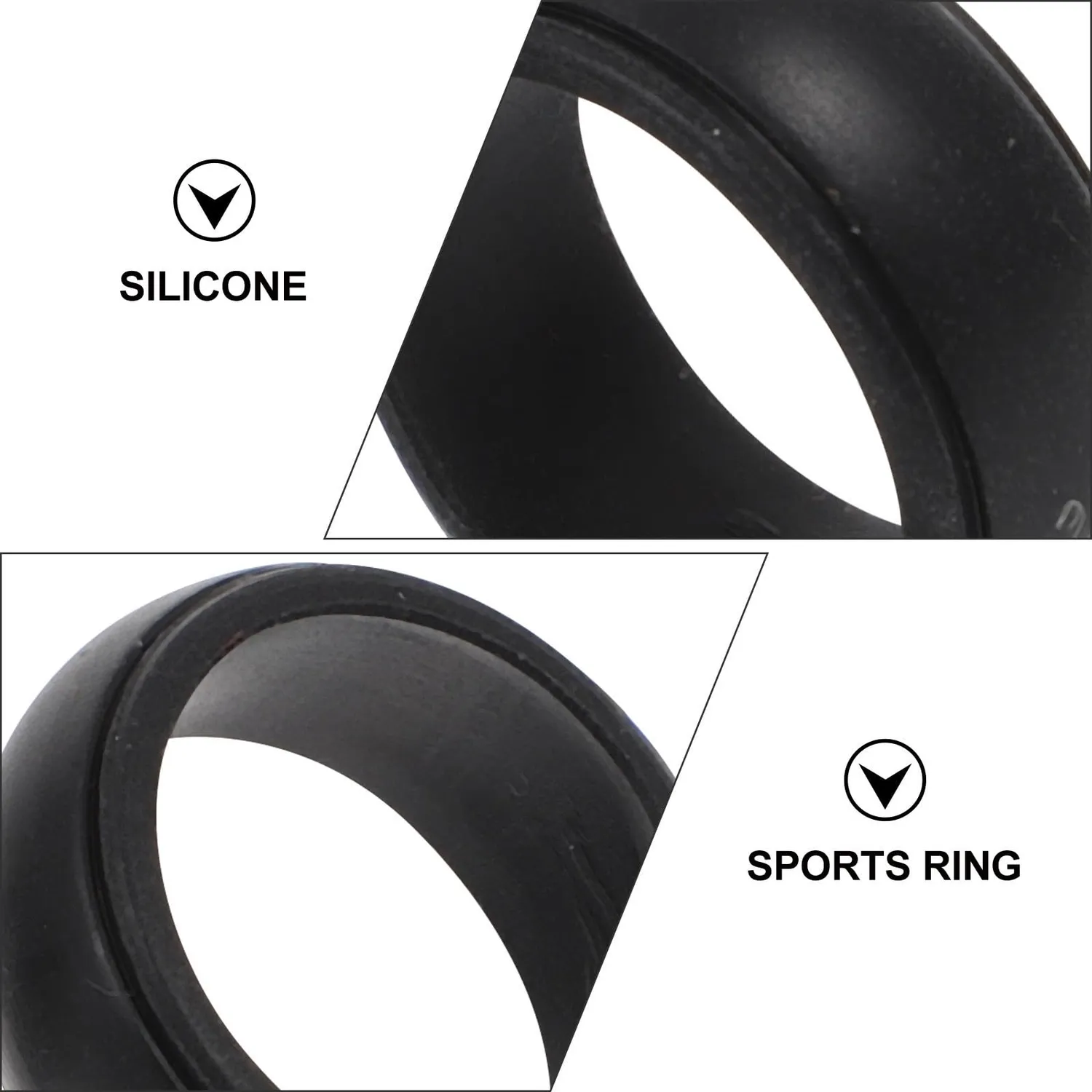 Angoily anello sportivo silicone nero 4 pezzi