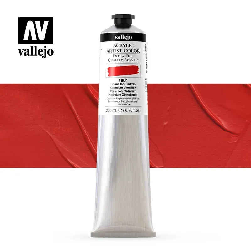 Vallejo Acrylic Artist 804 Cadmium Vermilion acrilico 200ml rosso