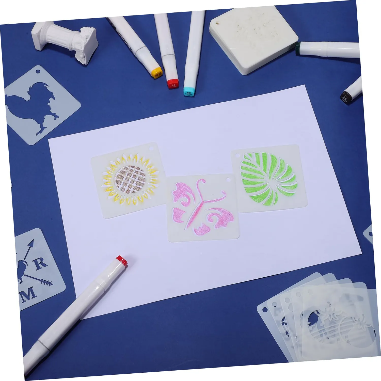 Angoily stencil disegno floreali 128 pezzi bordi netti