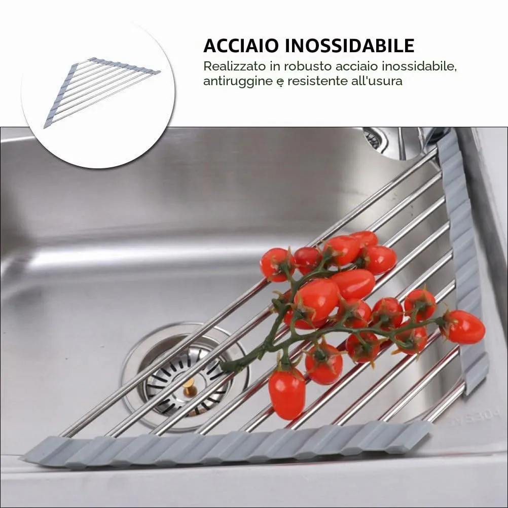 Angoily scolapiatti triangolo acciaio 40,5x22,7 cm pieghevole