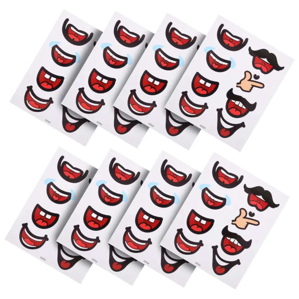 Angoily Adesivi bocca cartoon 10 fogli per bambole DIY