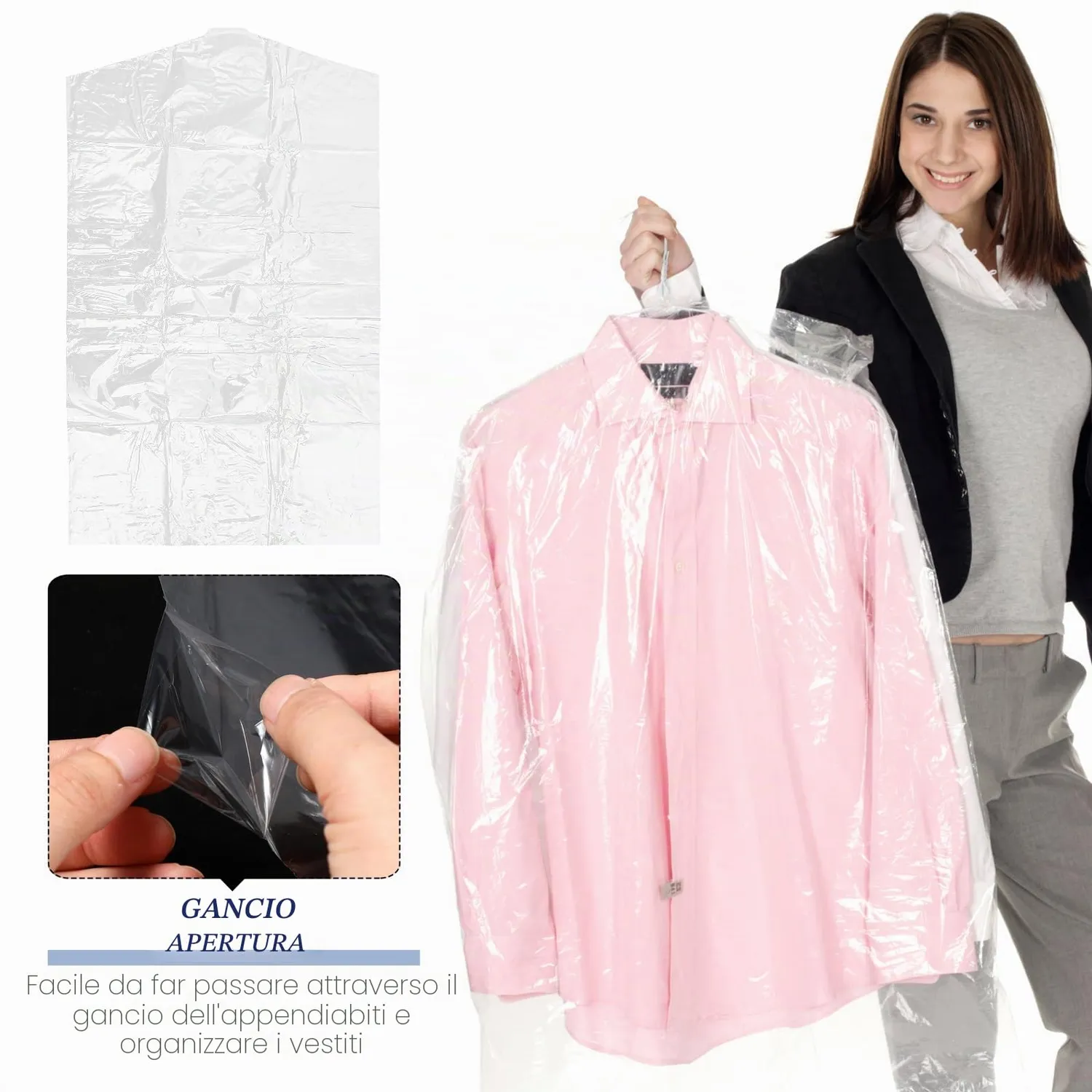 Angoily Copriabiti sacchetti trasparenti 50 pezzi 60x100 cm