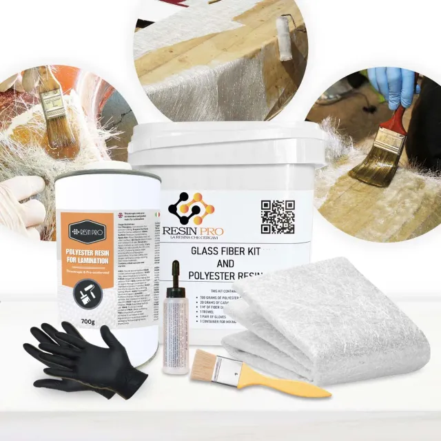 Naturesin Kit riparazione resina poliestere fibra vetro 700g