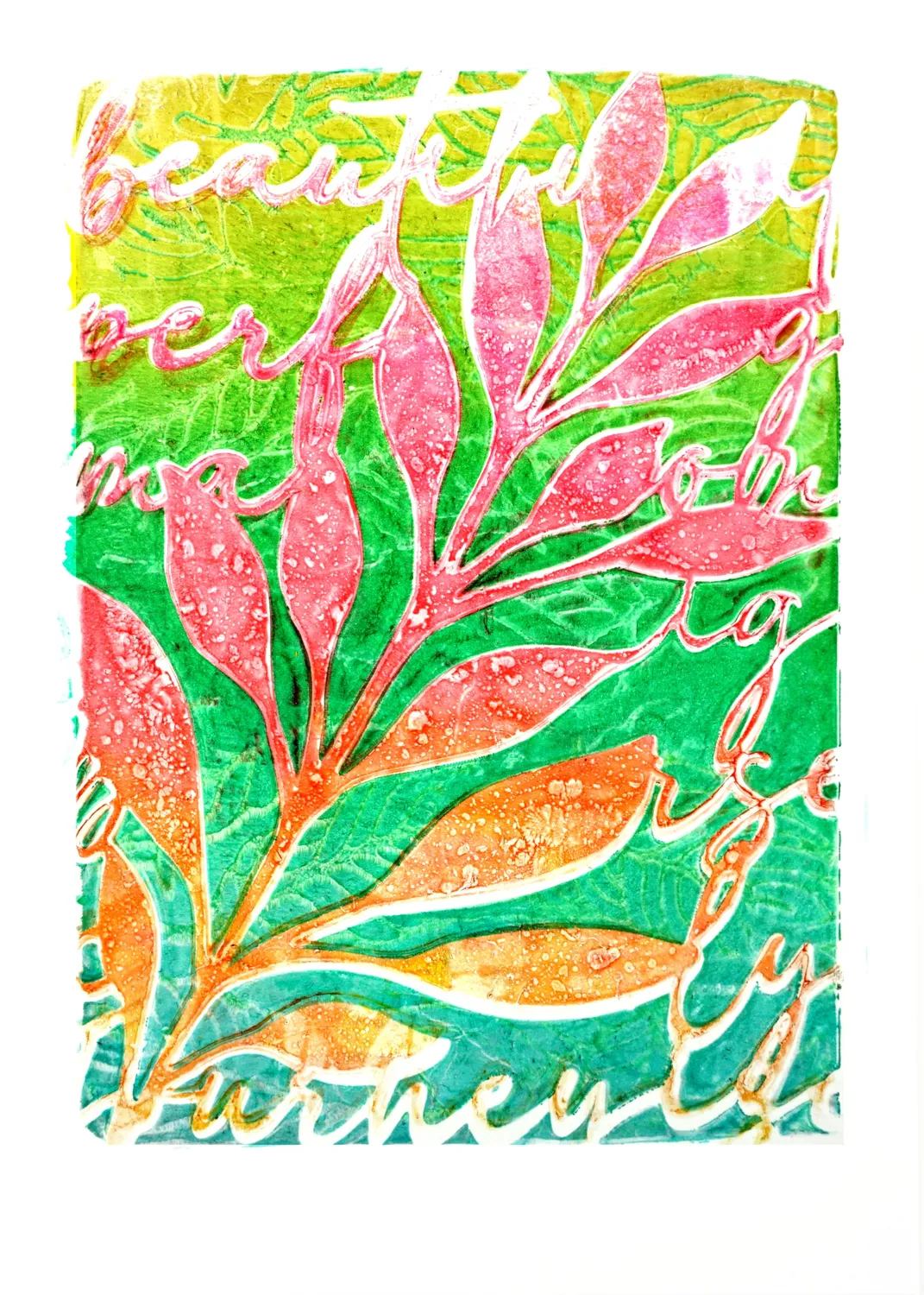 Gelli Arts Leaves & Script stencil foglie 13,3x18,4 cm