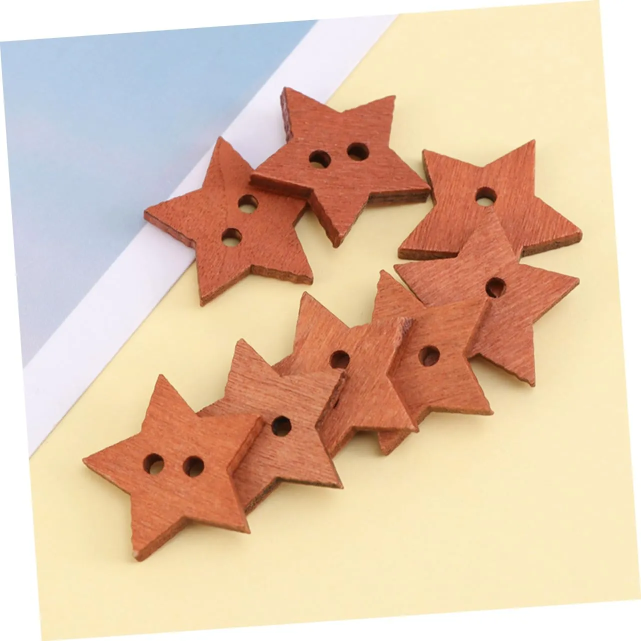 Angoily Bottoni in Legno Stella 20 mm 50 Pezzi Marroni