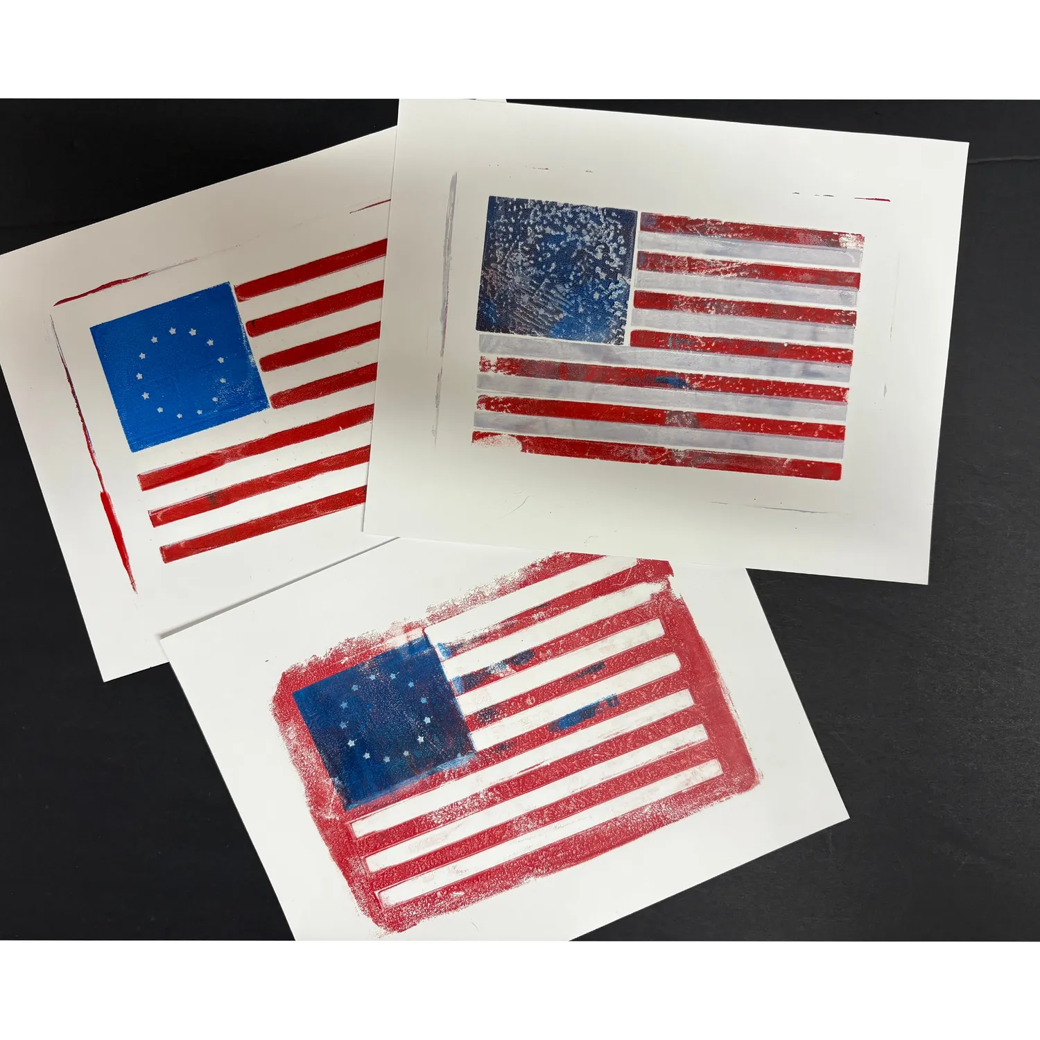 Gelli Arts Betsy Ross stencil bandiera 13x18 3 strati