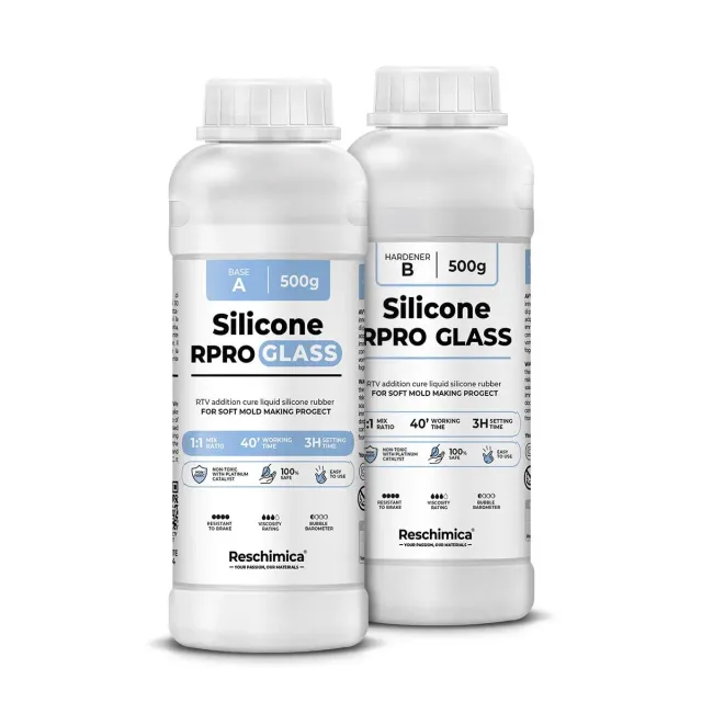 Reschimica R Pro Glass gomma siliconica traslucida 1 kg 12 Shore