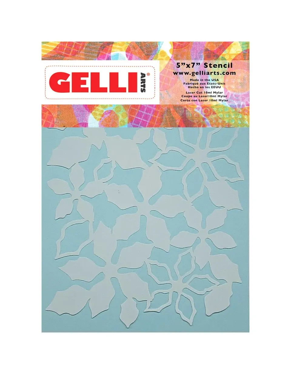 Gelli Arts Poinsettia stencil 13x18 cm mylar stella di Natale