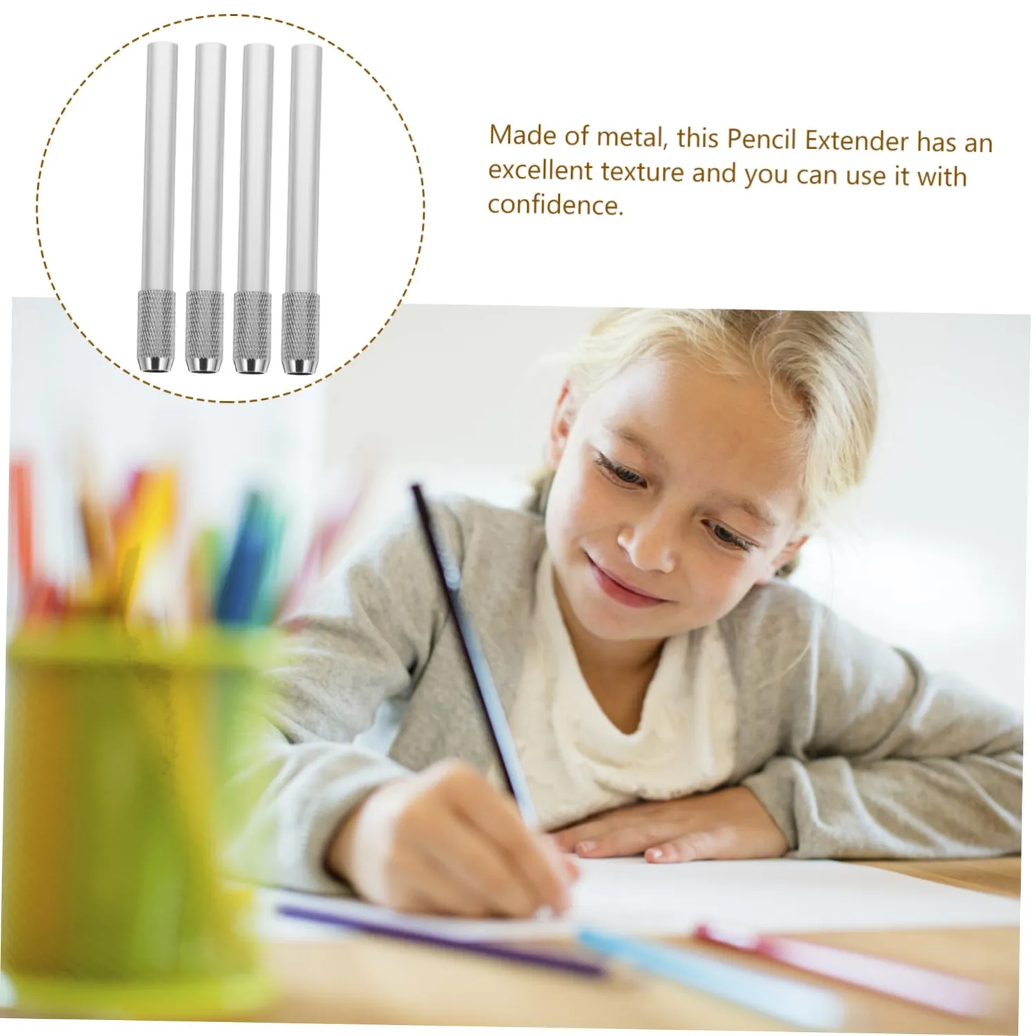 Angoily Estensore Matite Metallo Argento 6 Pezzi Scuola