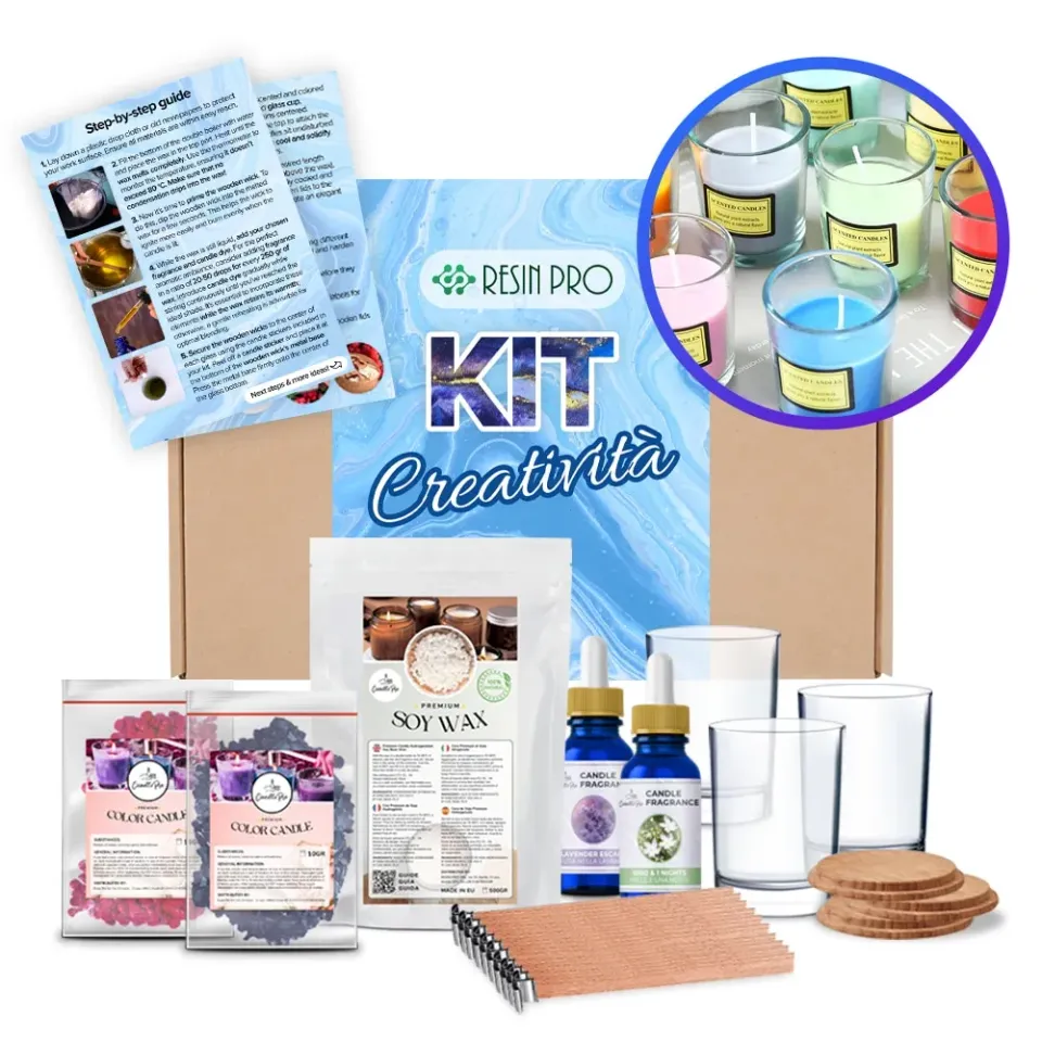 Kit candele artigianali cera soia 500 g con bicchieri