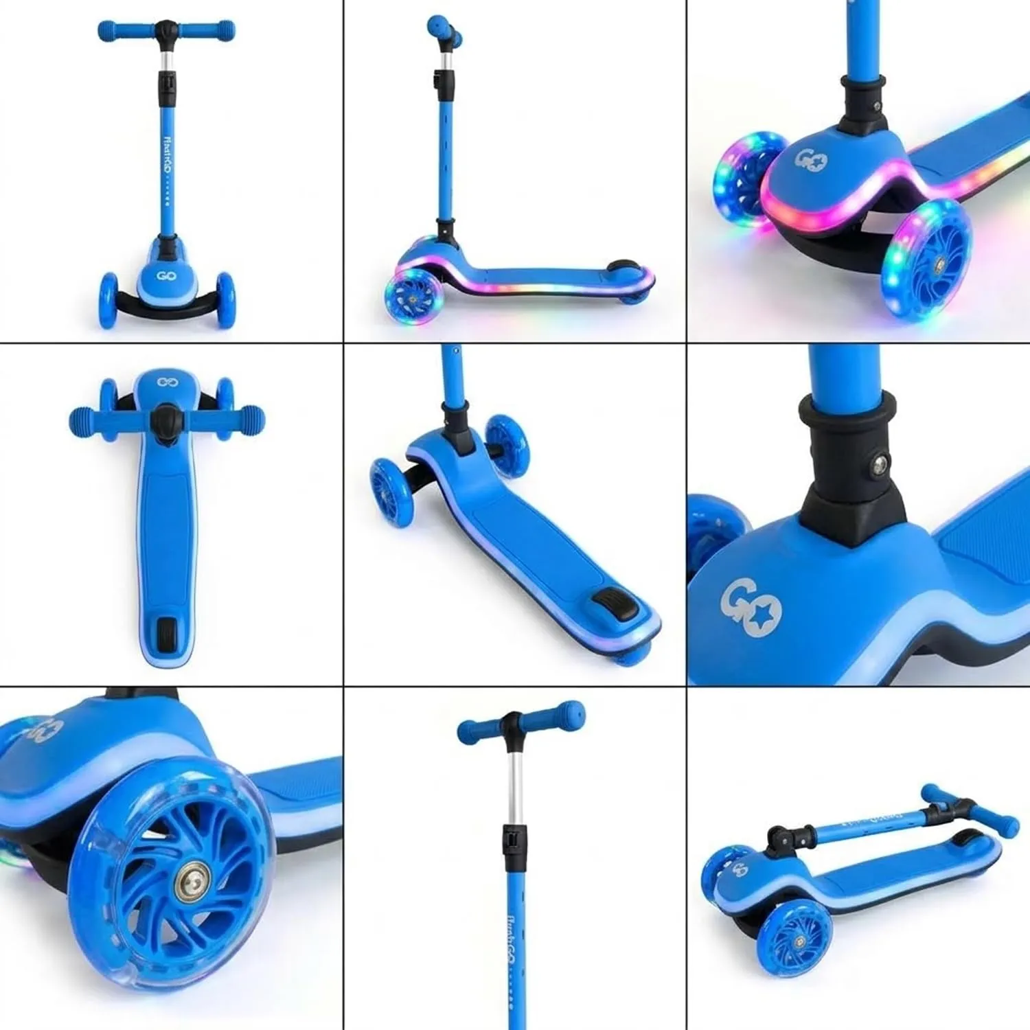 Giodicart FlashGO monopattino 3 ruote azzurro LED