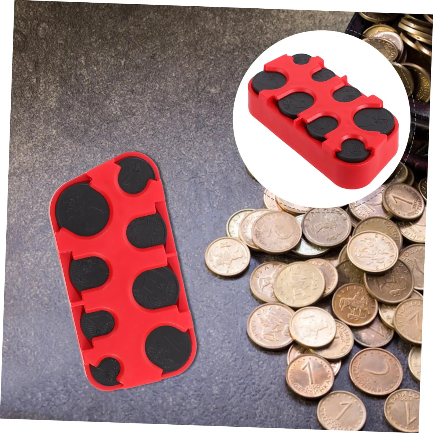 Angoily Porta Monete PP Rosso Scomparti Euro Dollari