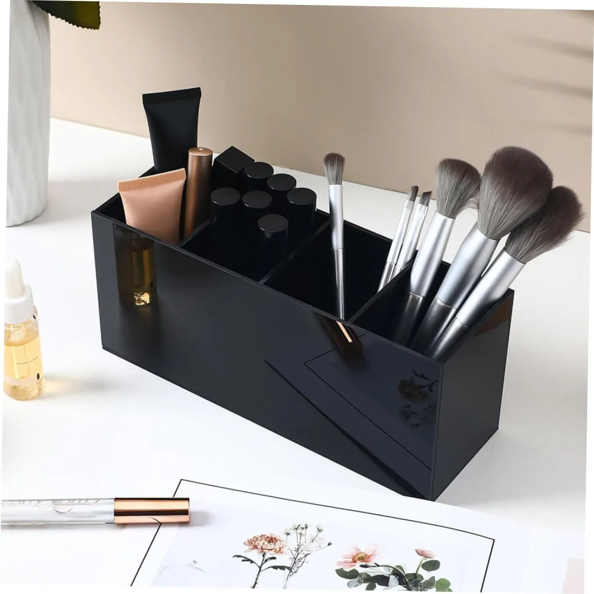 Angoily organizer pennelli trucco acrilico nero