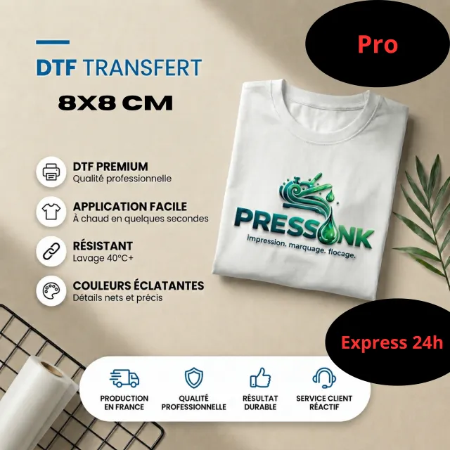 Pressink Pro transfer DTF cuore 8x8 cm logo petto
