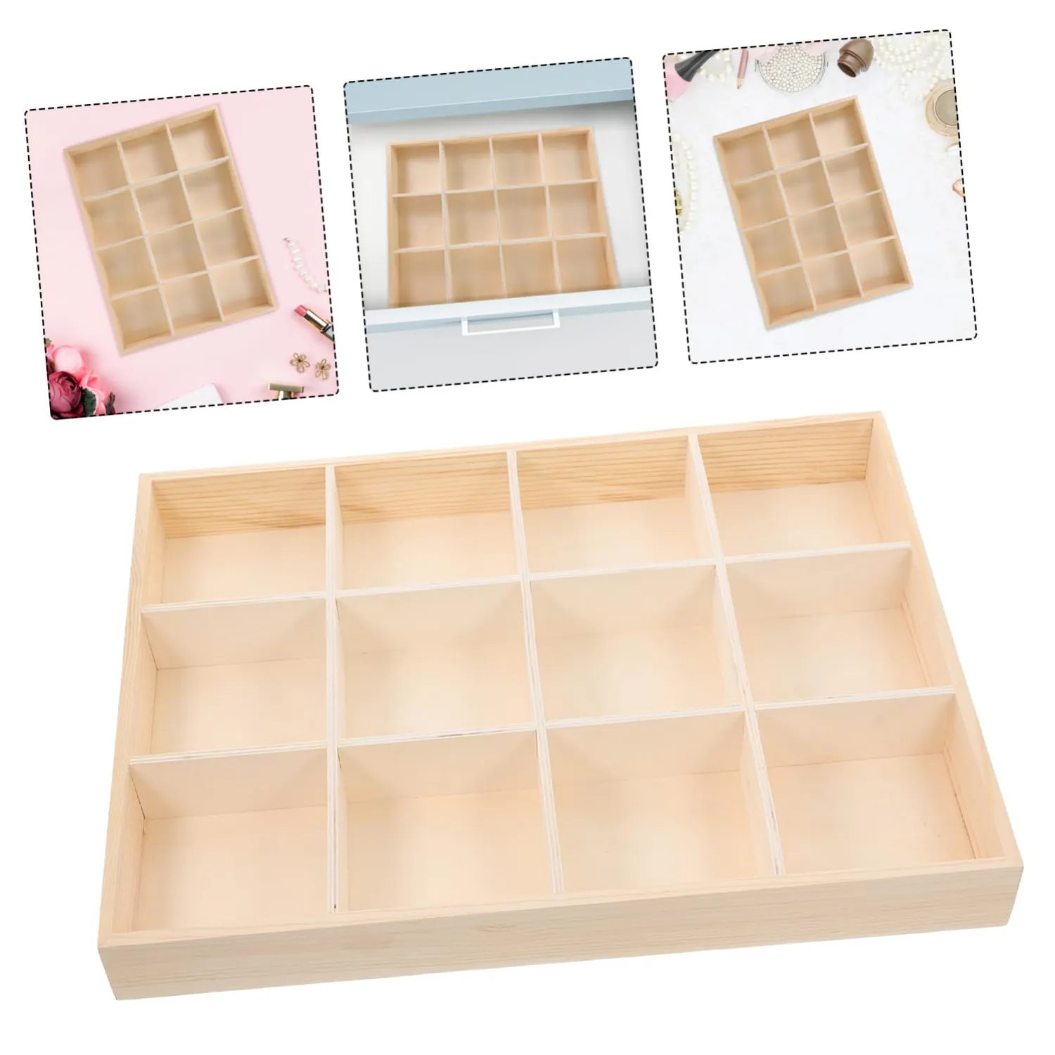 Angoily organizer tavolo legno scomparti multipli naturale