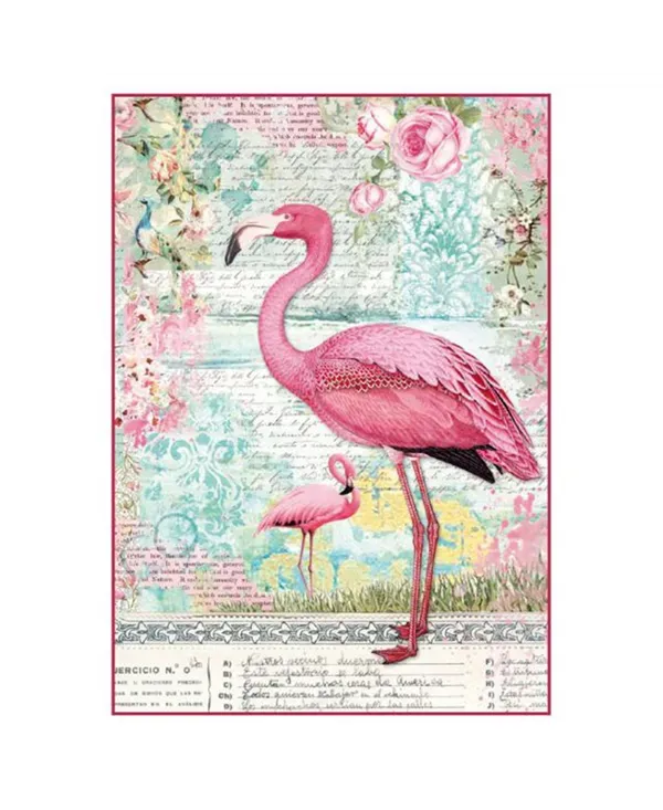 Deco Foam carta riso Fenicottero A4 28g per decoupage