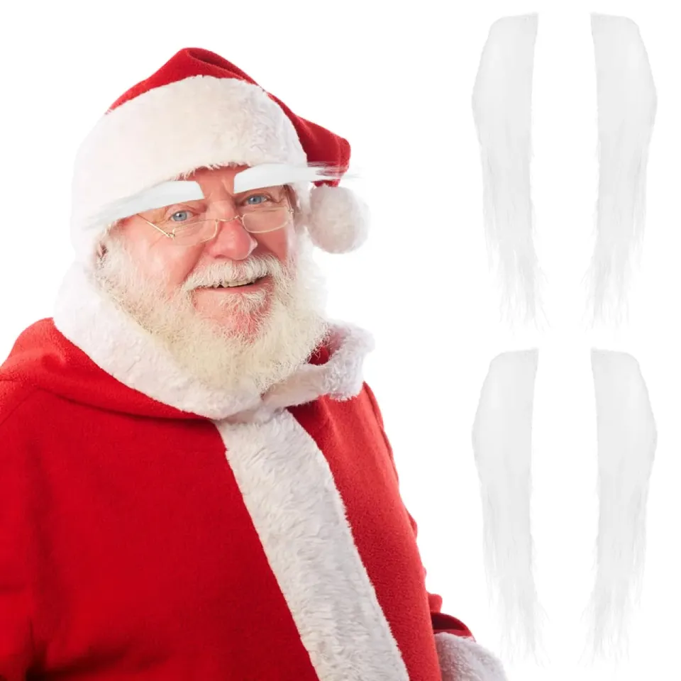 Angoily sopracciglia finte Babbo Natale bianche autoadesive 2 pezzi